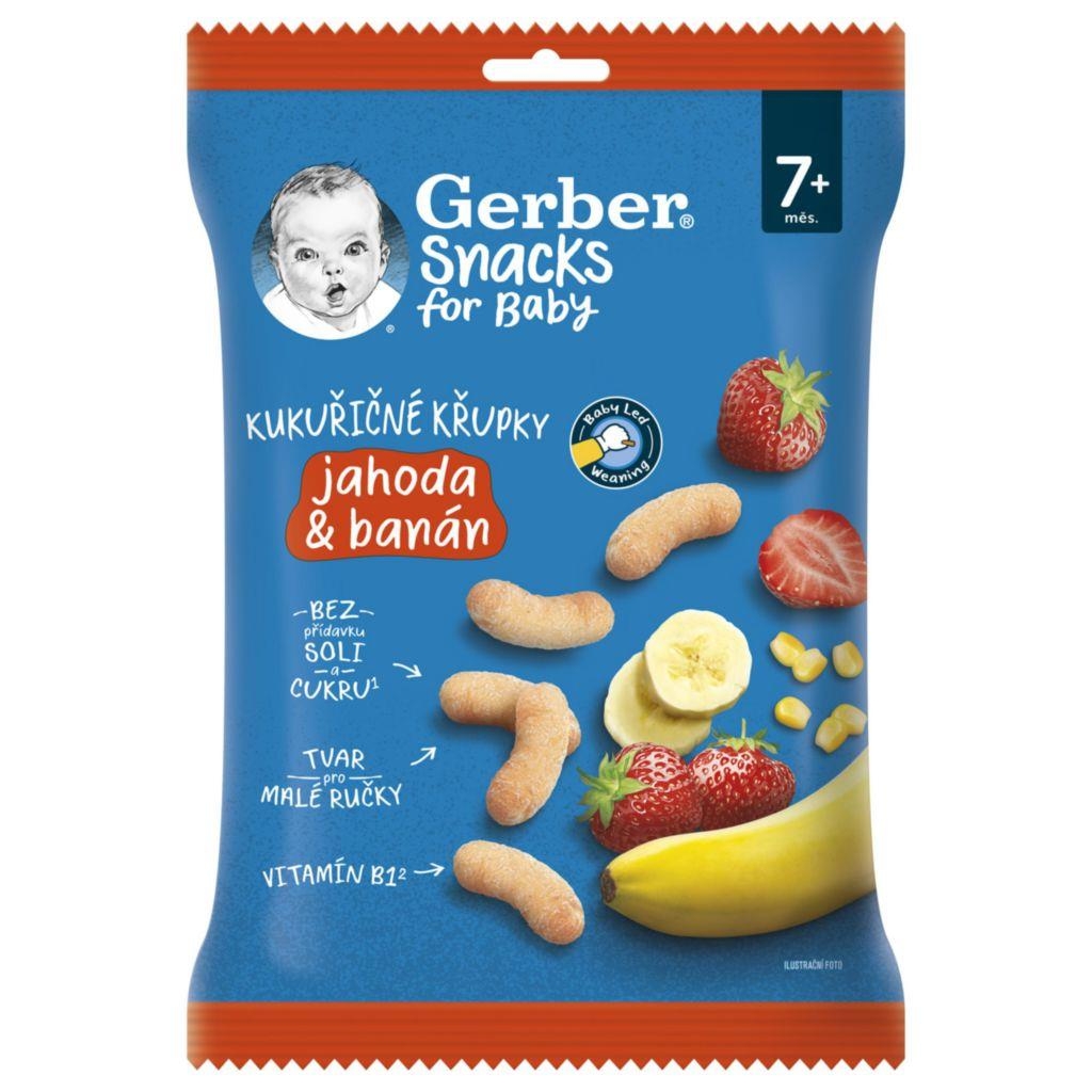 Svět dětí - Gerber Snacks Kukuřičné křupky jahoda a banán 7m+ 28 g