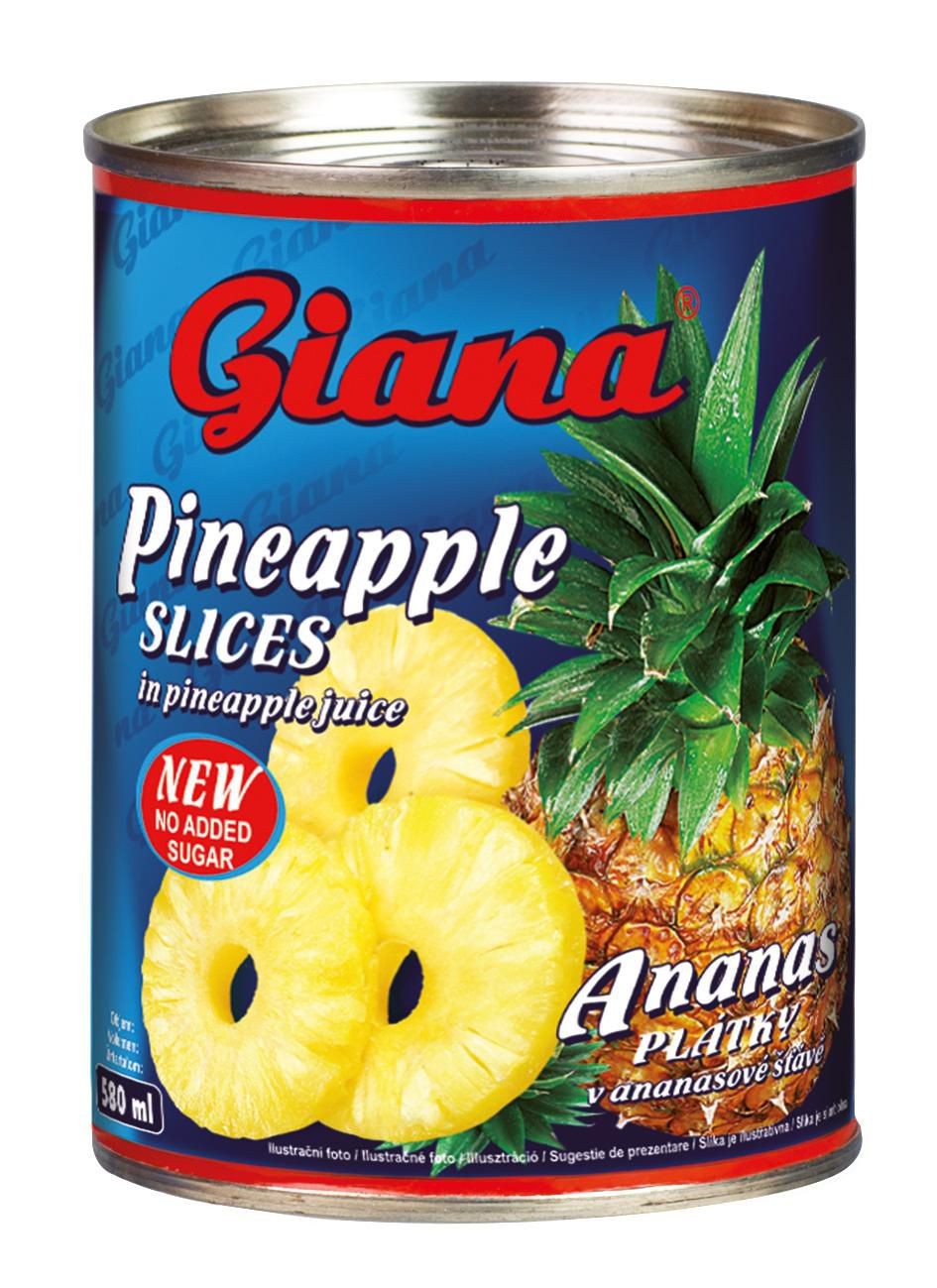 Giana Ananas plátky v ananasové šťávě 580ml-0