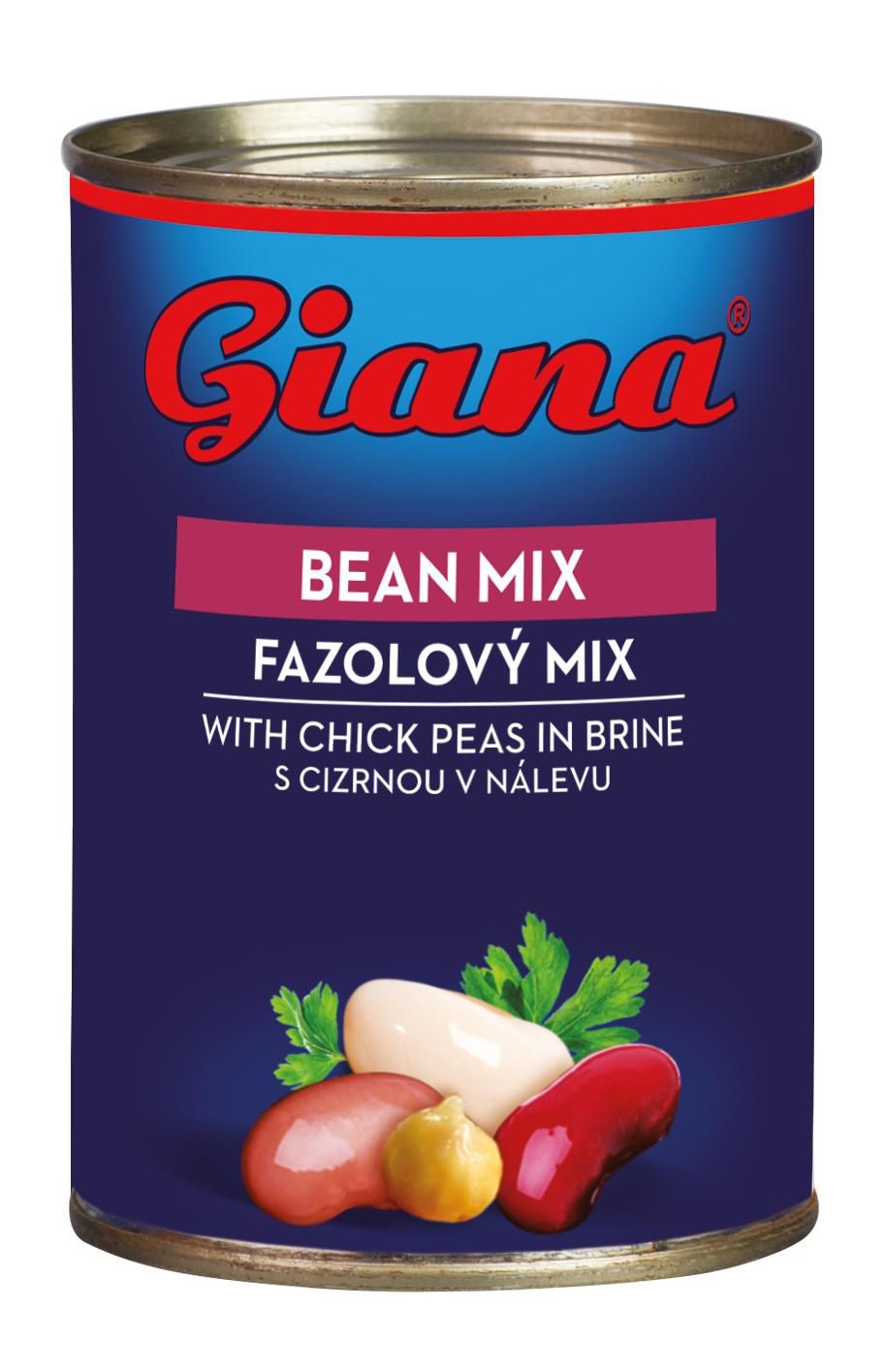 Trvanlivé potraviny - Giana Fazolový mix s cizrnou v nálevu 400g