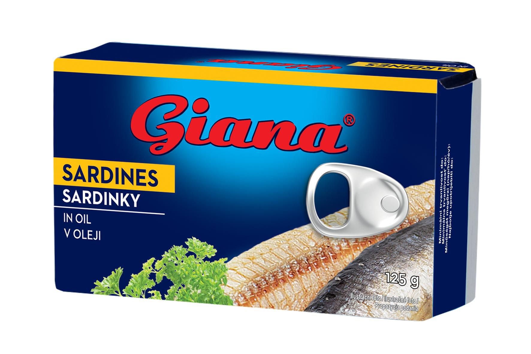 Trvanlivé potraviny - Giana Sardinky ve slunečnicovém oleji 125 g