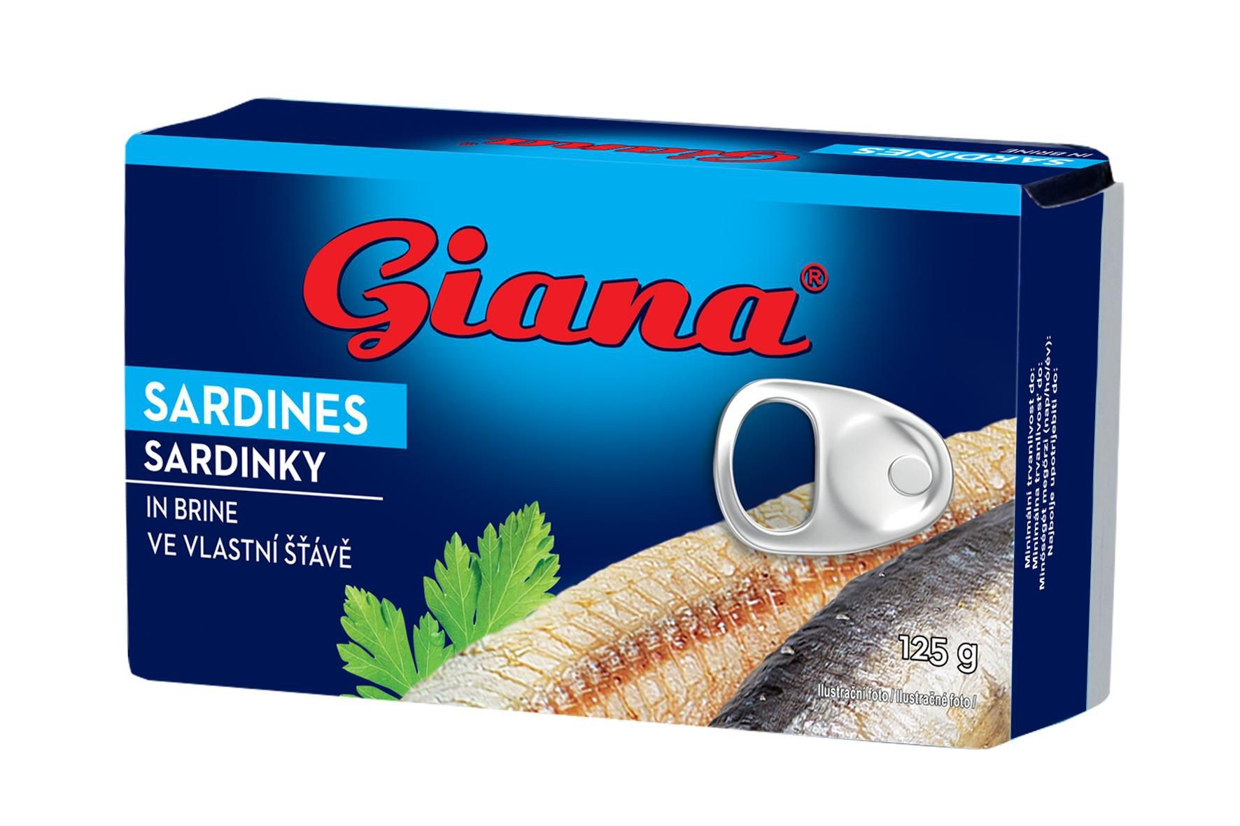 Trvanlivé potraviny - Giana Sardinky ve vlastní šťávě 125 g