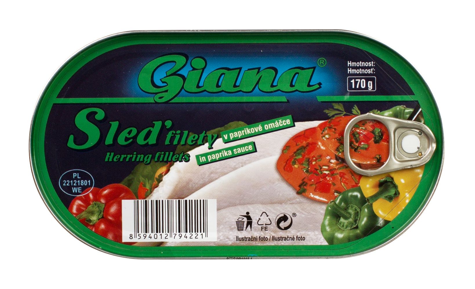 Trvanlivé potraviny - Giana Sleď filety v paprikové omáčce 170g