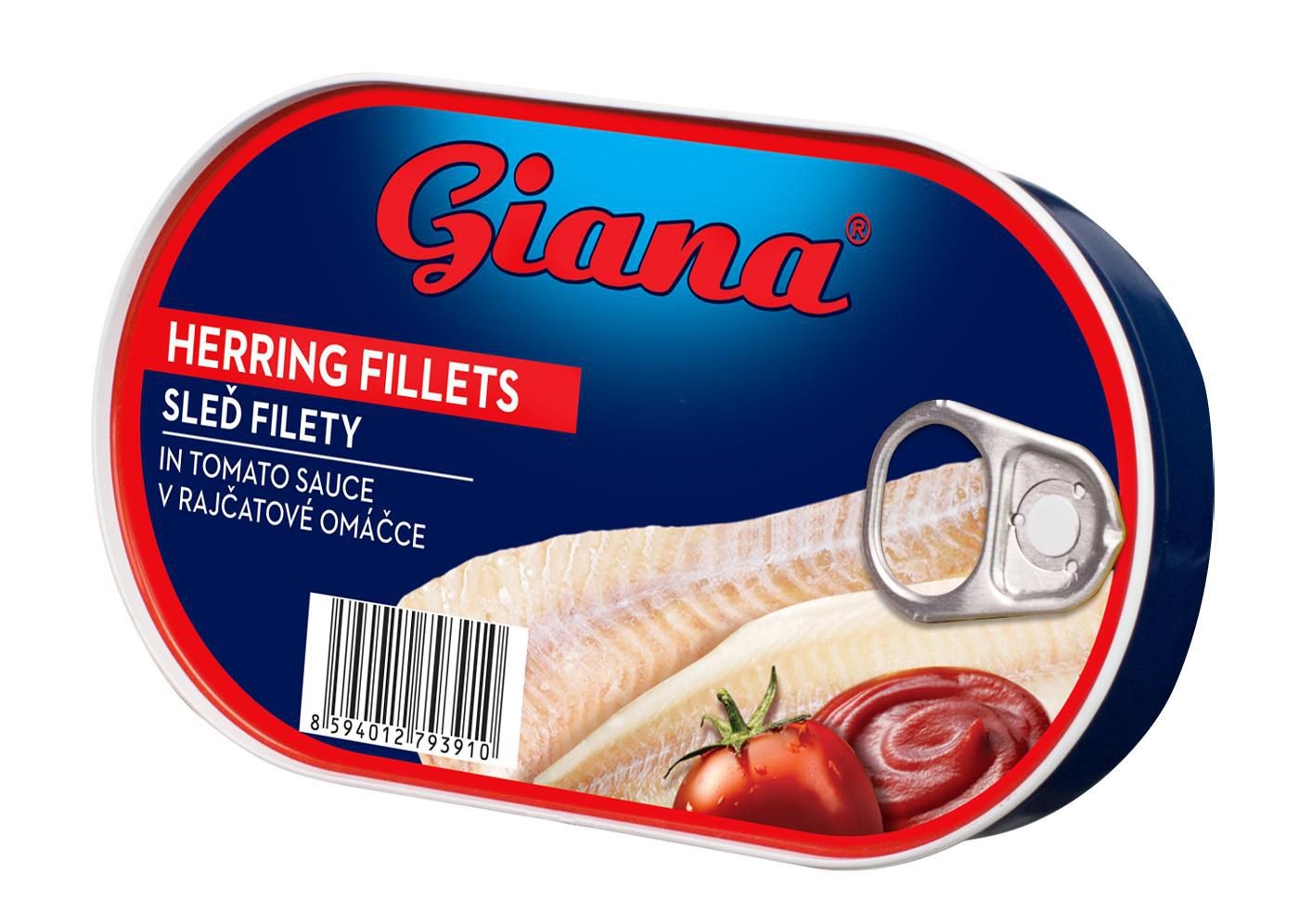 Trvanlivé potraviny - Giana Sleď filety v rajčatové omáčce 170 g