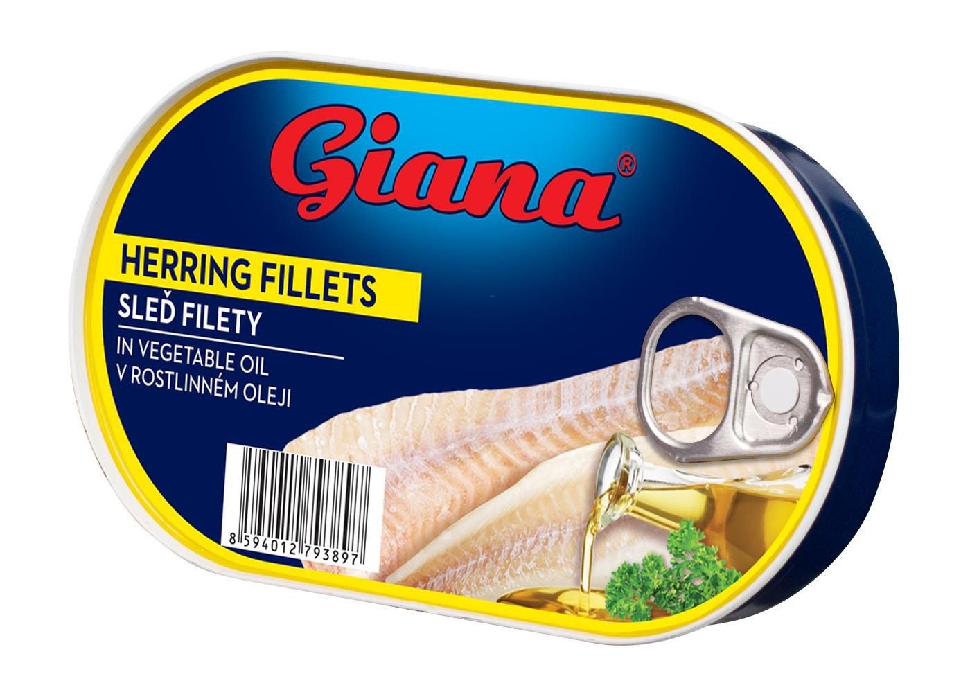 Trvanlivé potraviny - Giana Sleď filety v rostlinném oleji 170 g