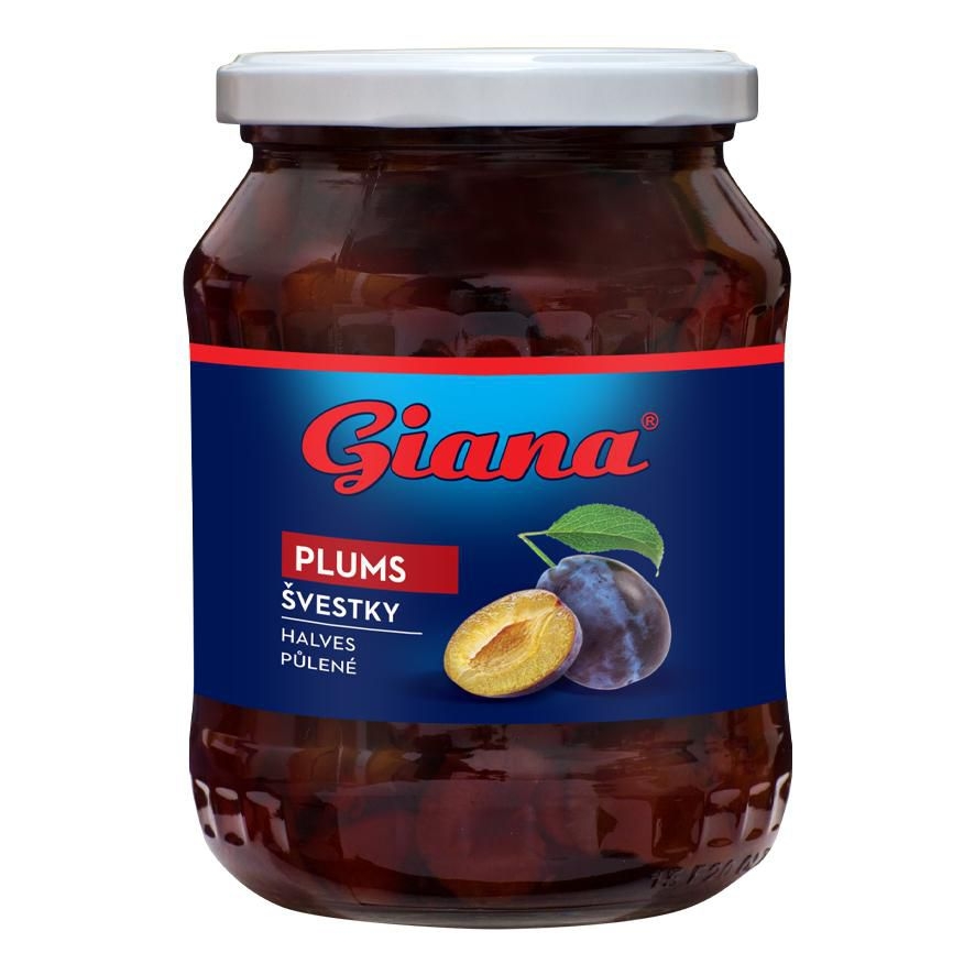 Trvanlivé potraviny - Giana Švestky půlené ve sladkém nálevu 700g