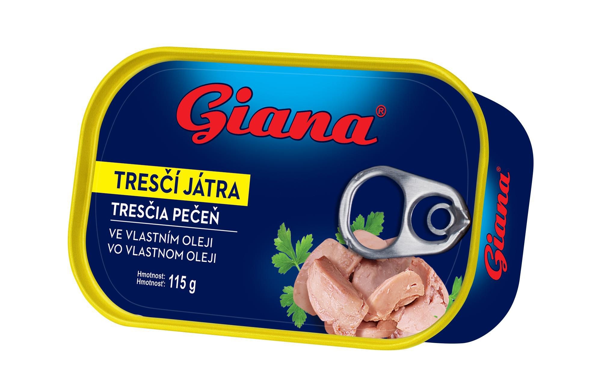 Trvanlivé potraviny - Giana Tresčí játra ve vlastním oleji 115 g