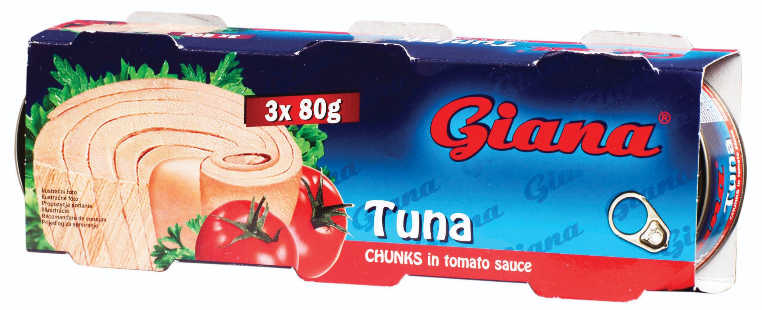 Trvanlivé potraviny - Giana Tuňák kousky v rajčatové omáčce 3x80g