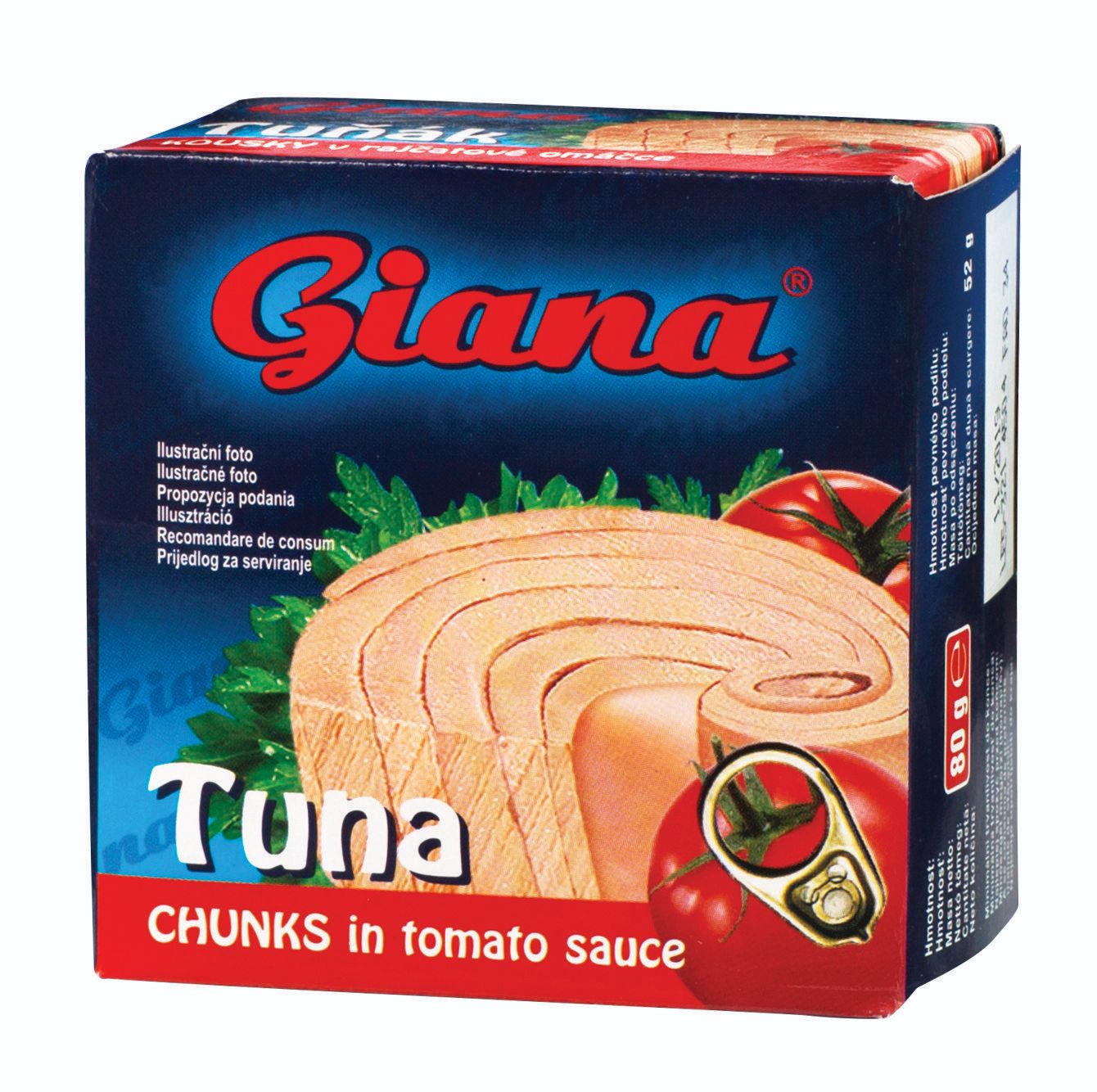 Trvanlivé potraviny - Giana Tuňák kousky v rajčatové omáčce 80 g
