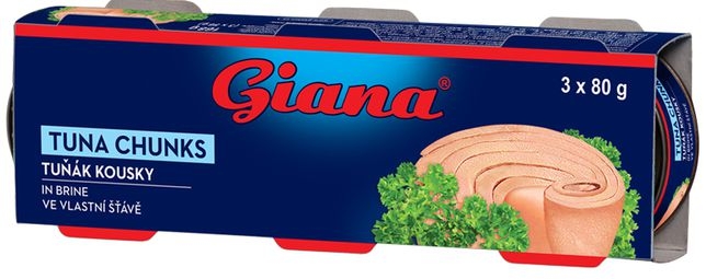 Trvanlivé potraviny - Giana Tuňák kousky ve vlastní šťávě 3x80g