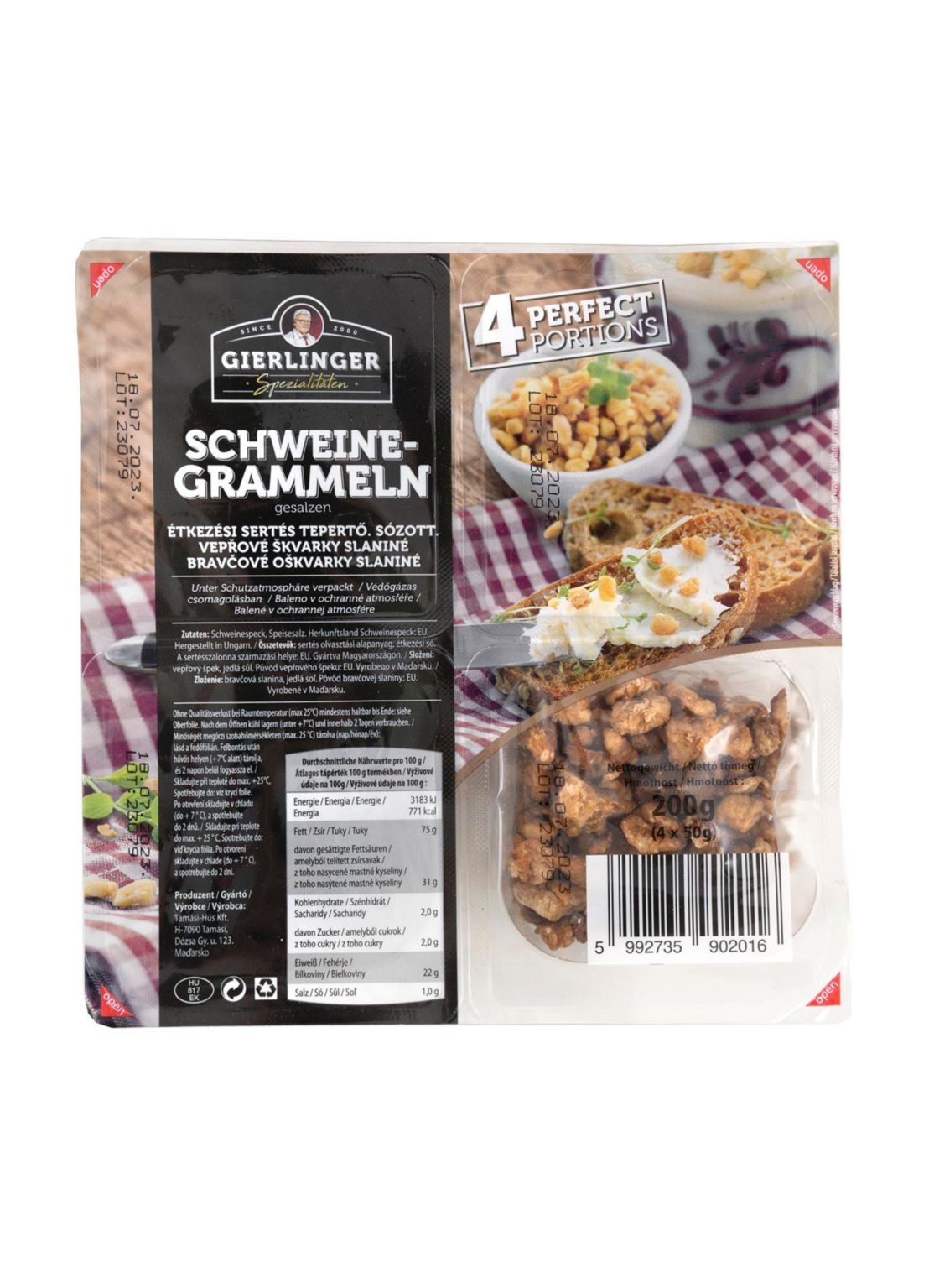 Uzeniny a lahůdky - Gierlinger Vepřové škvarky solené Tamási 200 g