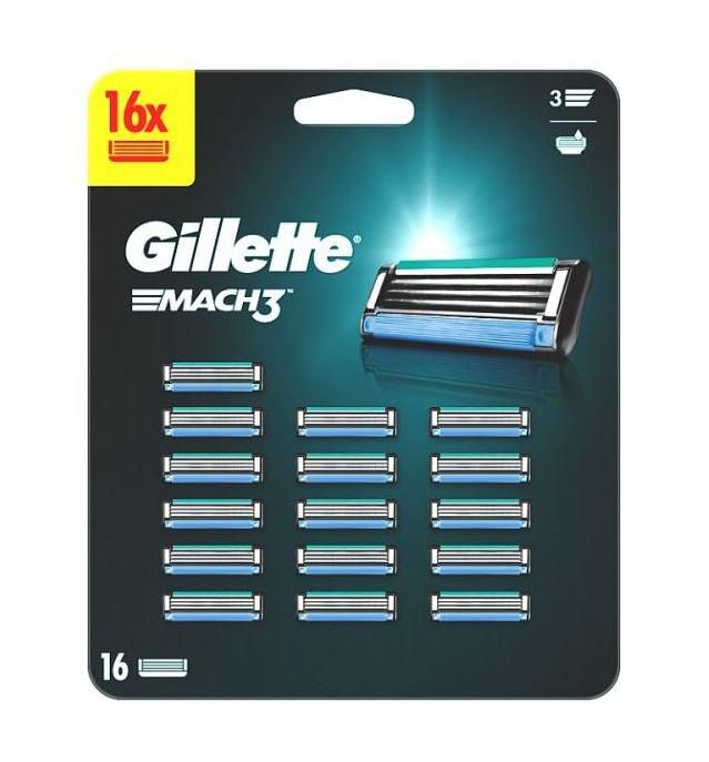 Drogerie a kosmetika - Gillette Mach3 Náhradní holicí hlavice pro muže 16 ks