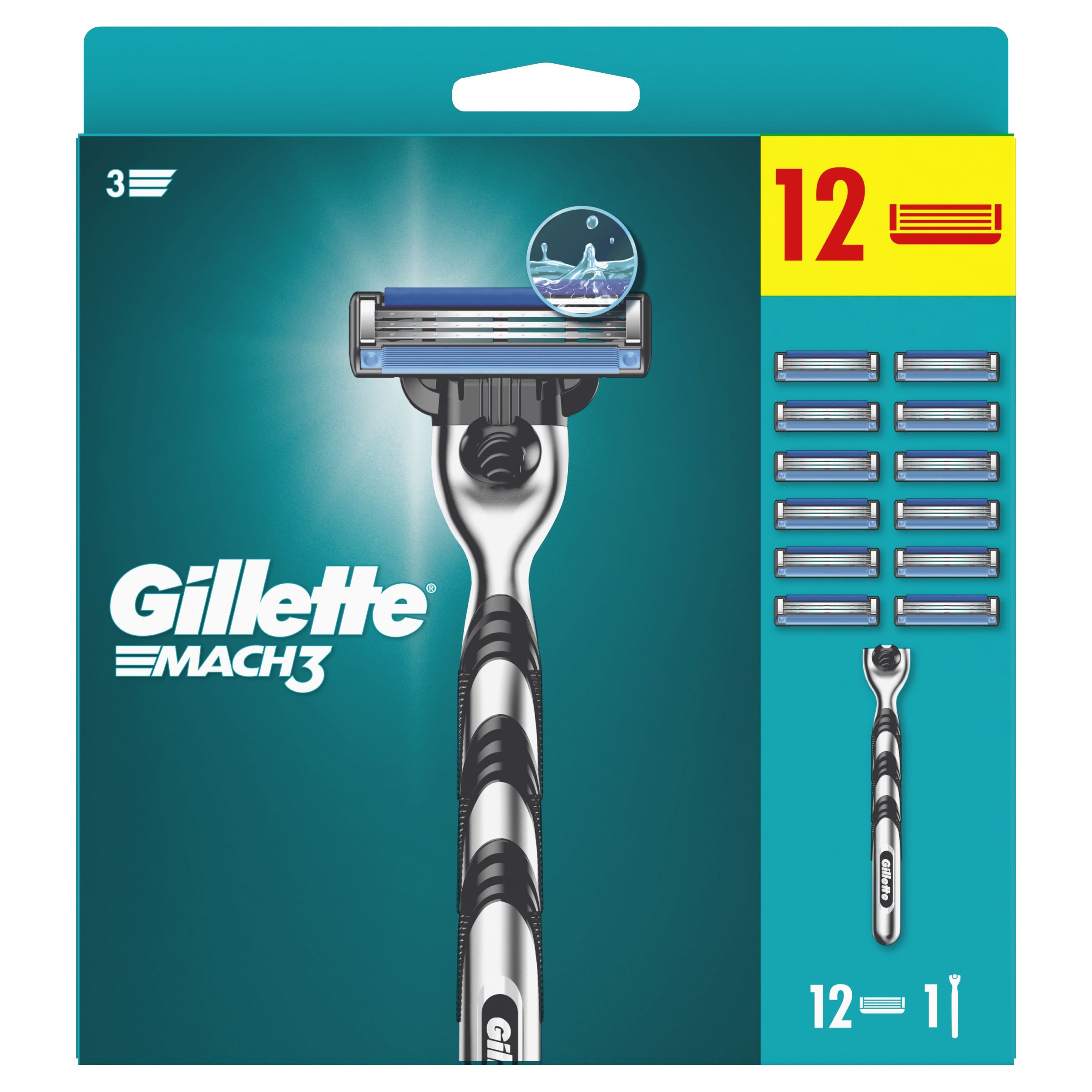 Drogerie a kosmetika - Gillette Mach3 Pánský holicí strojek + 12 Náhradních holicích hlavic