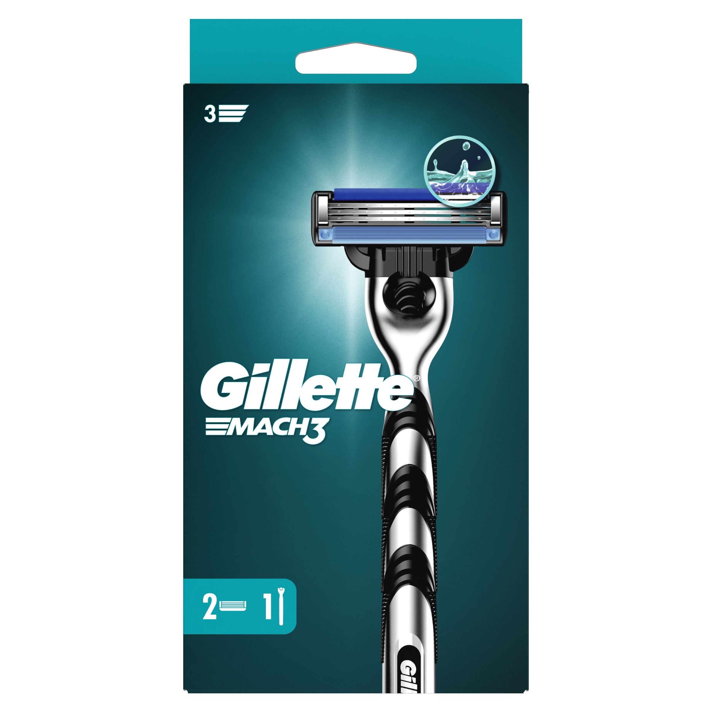 Drogerie a kosmetika - Gillette Mach3 Pánský holicí strojek + 2 Náhradní holicí hlavice