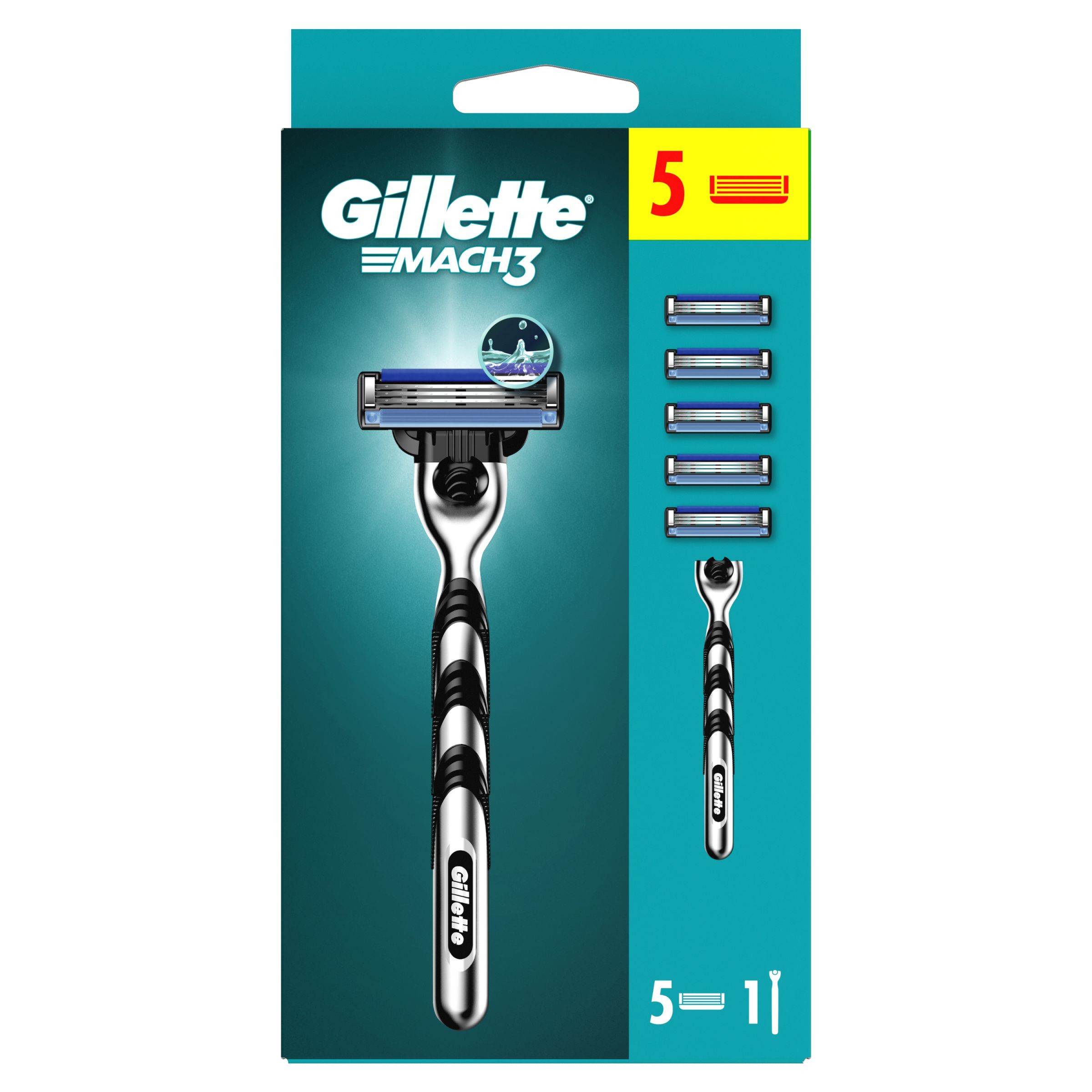 Drogerie a kosmetika - Gillette Mach3 Pánský holicí strojek + 5 Náhradních holicích hlavic