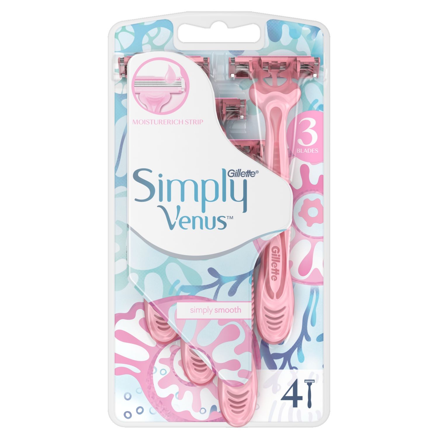 Drogerie a kosmetika - Gillette Simply Venus 3 Dámská Pohotová Holítka 4 ks