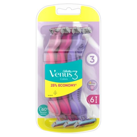 Drogerie a kosmetika - Gillette Venus 3 Colors Pohotová holítka 6 ks