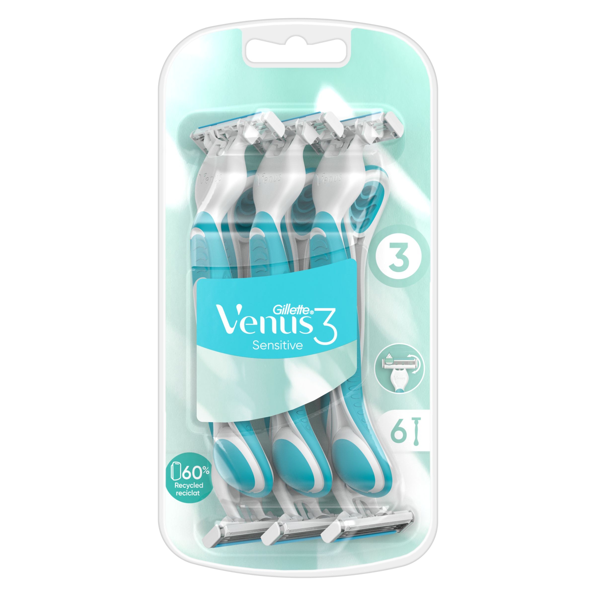 Drogerie a kosmetika - Gillette Venus 3 Sensitive Pohotová holítka 6 ks