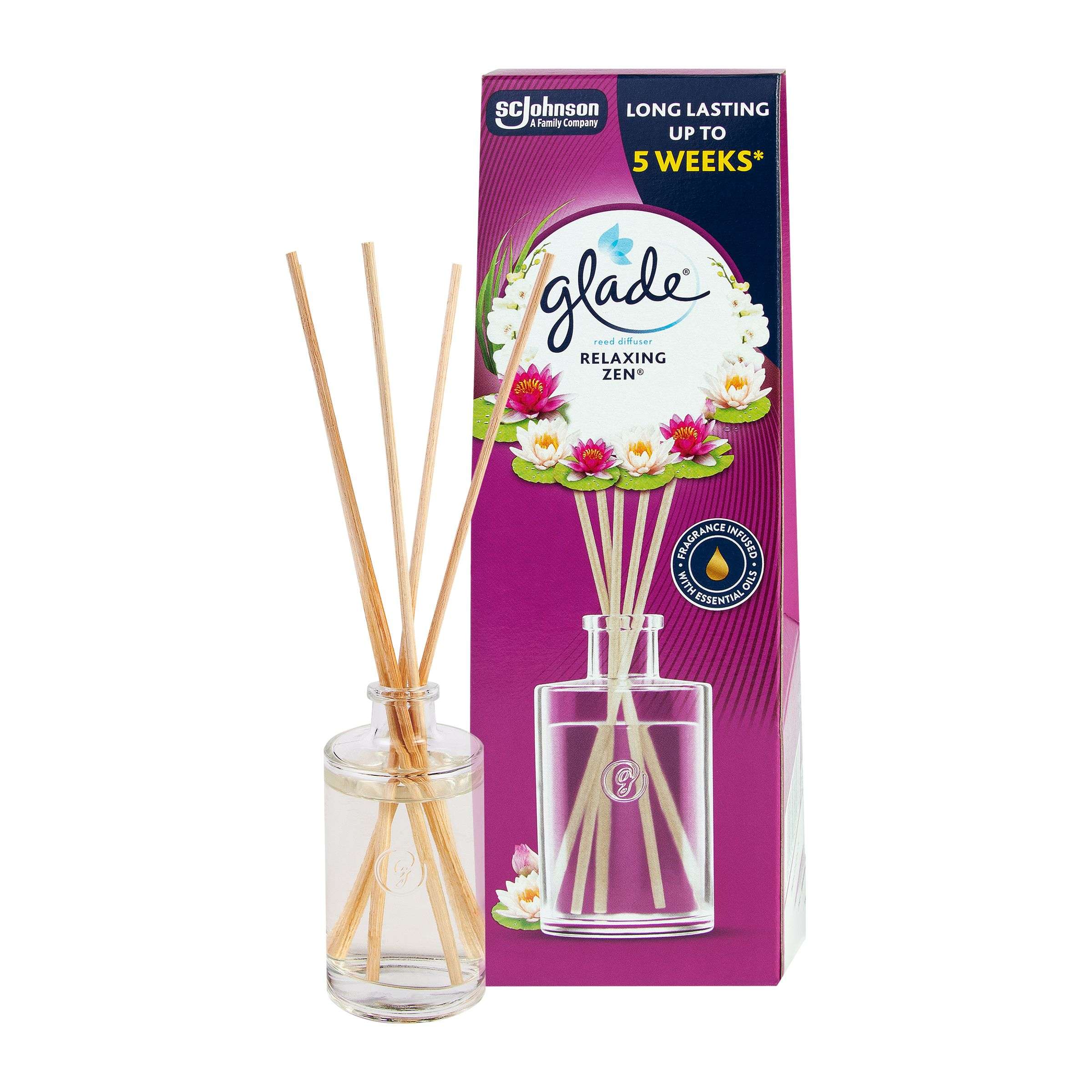 Domácnost a Zahrada - Glade Reed Diffuser - Relaxing Zen®, osvěžovač vzduchu vonné tyčinky 50ml
