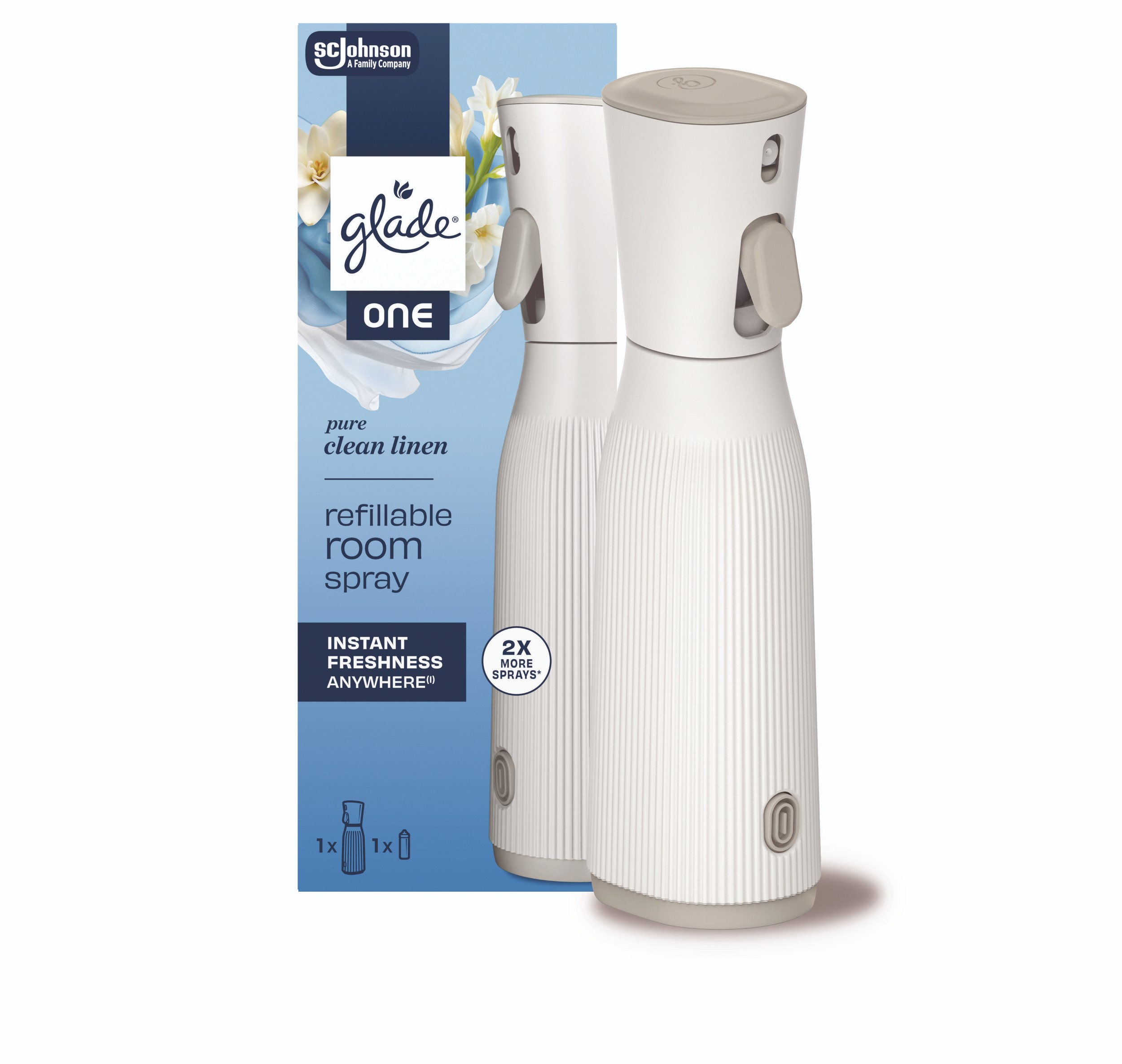 Glade® Refillable Room Spray Clean Linen 1+10ml 1ks-1