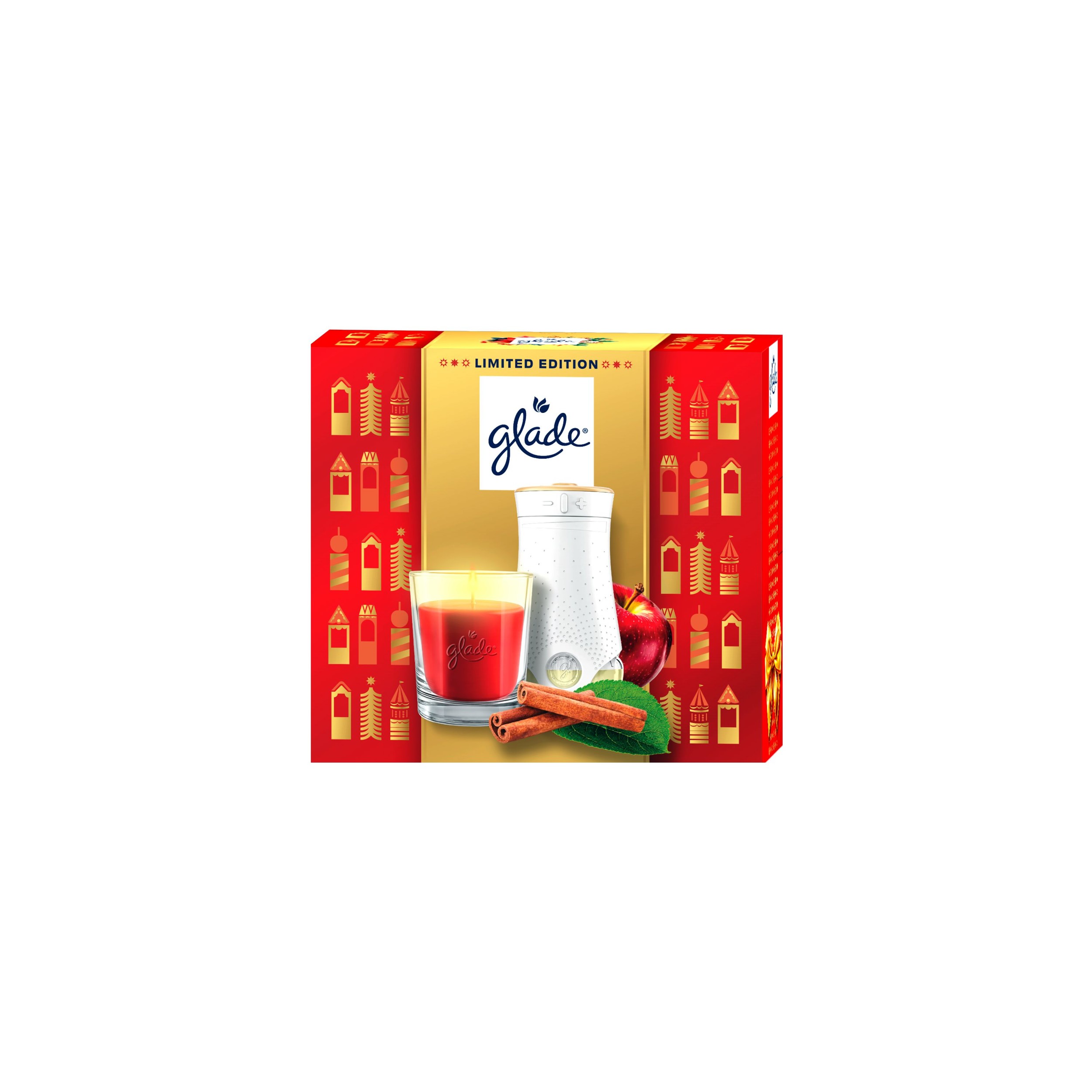 Drogerie a kosmetika - Glade  W26 vánoční balíček Candle Apple  + Electric Apple 112g+20ml 1 balení