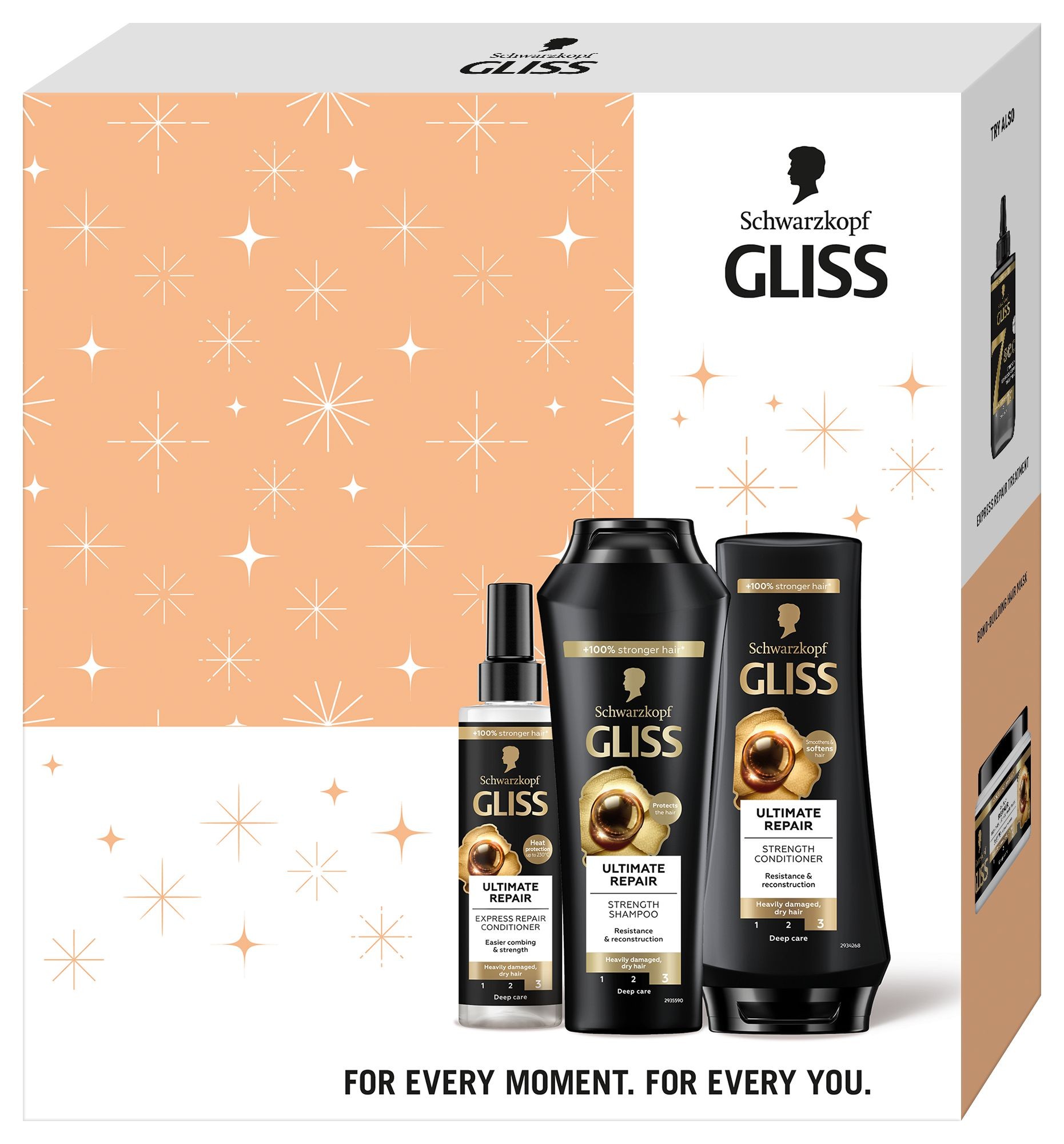 Drogerie a kosmetika - Gliss Ultimate repair SHP 250ml & CON200ml & ERC 200ml