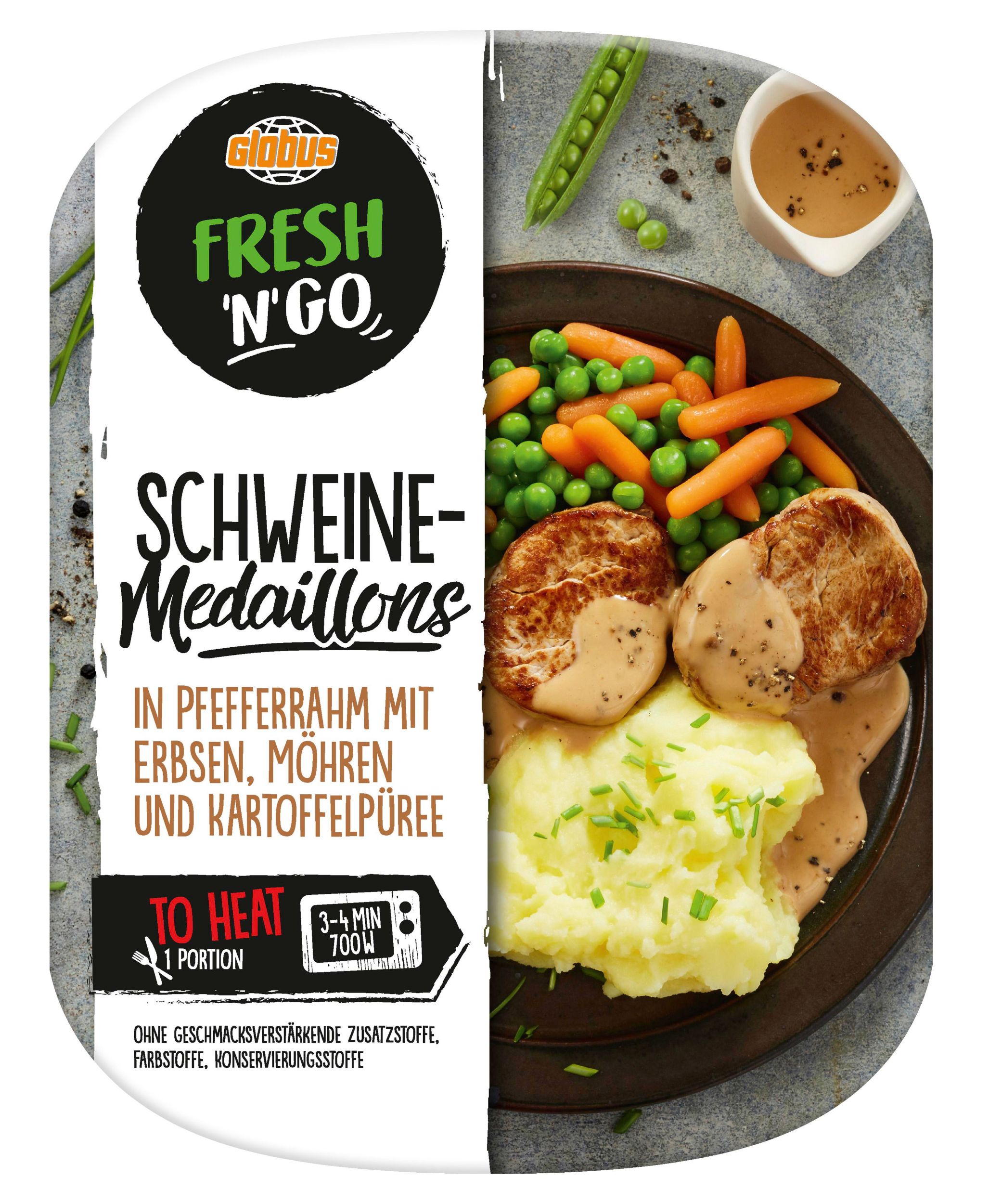 Hotová jídla - Globus FRESH 'N' GO Vepřové medajlonky v pepřové omáčce 400g