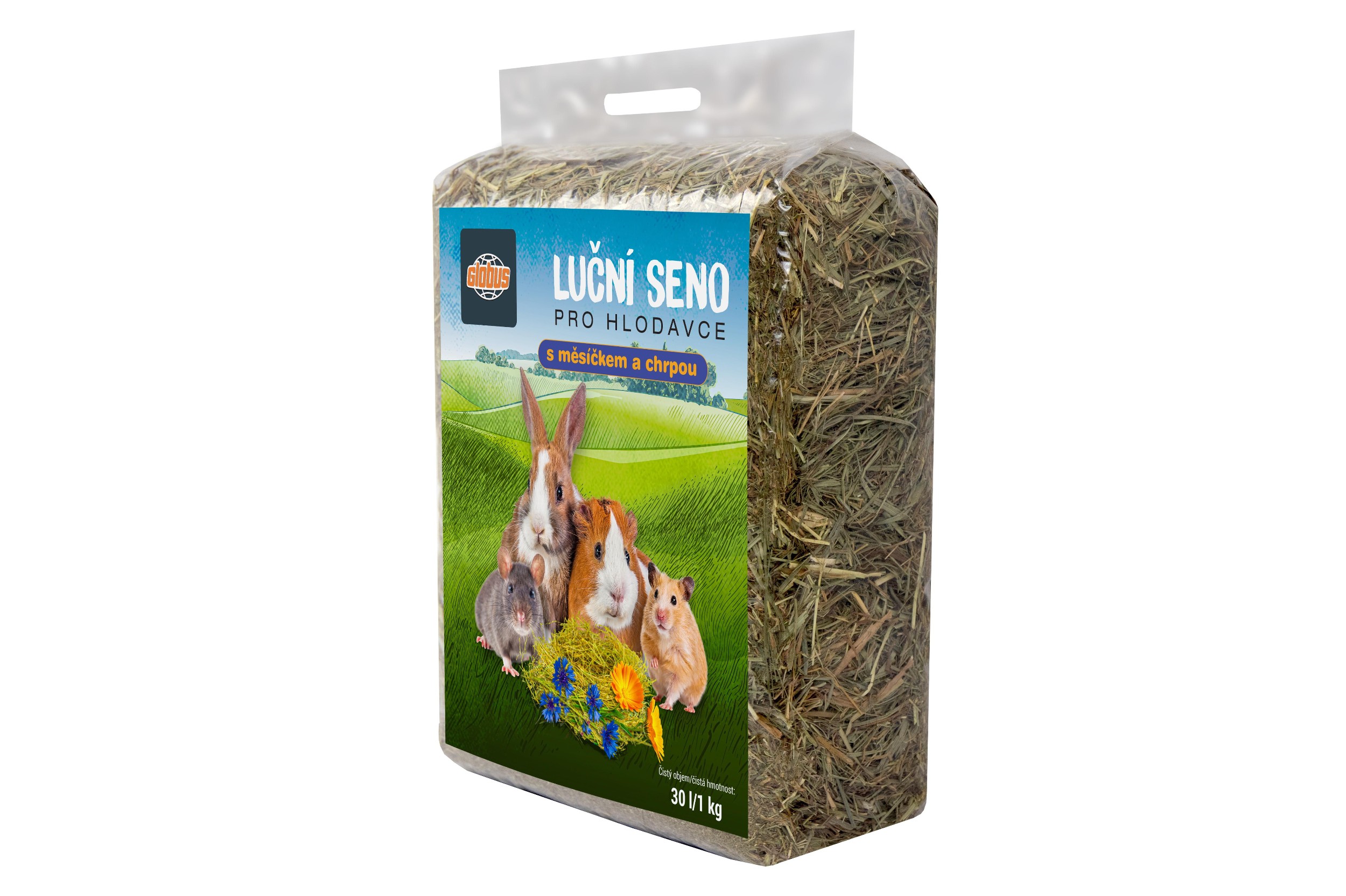 Svět zvířat - Globus Luční seno s měsíčkem a chrpou 1kg