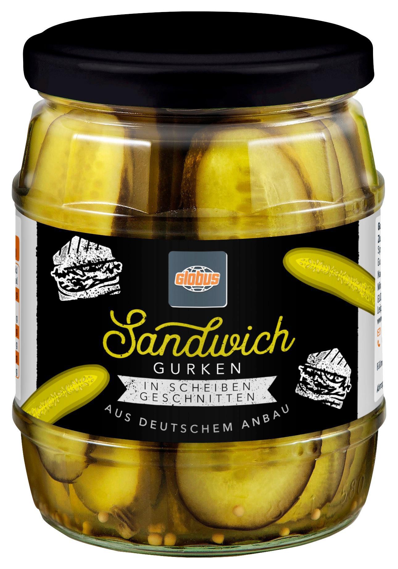 Trvanlivé potraviny - Globus okurky sendvičové, plátky 530g