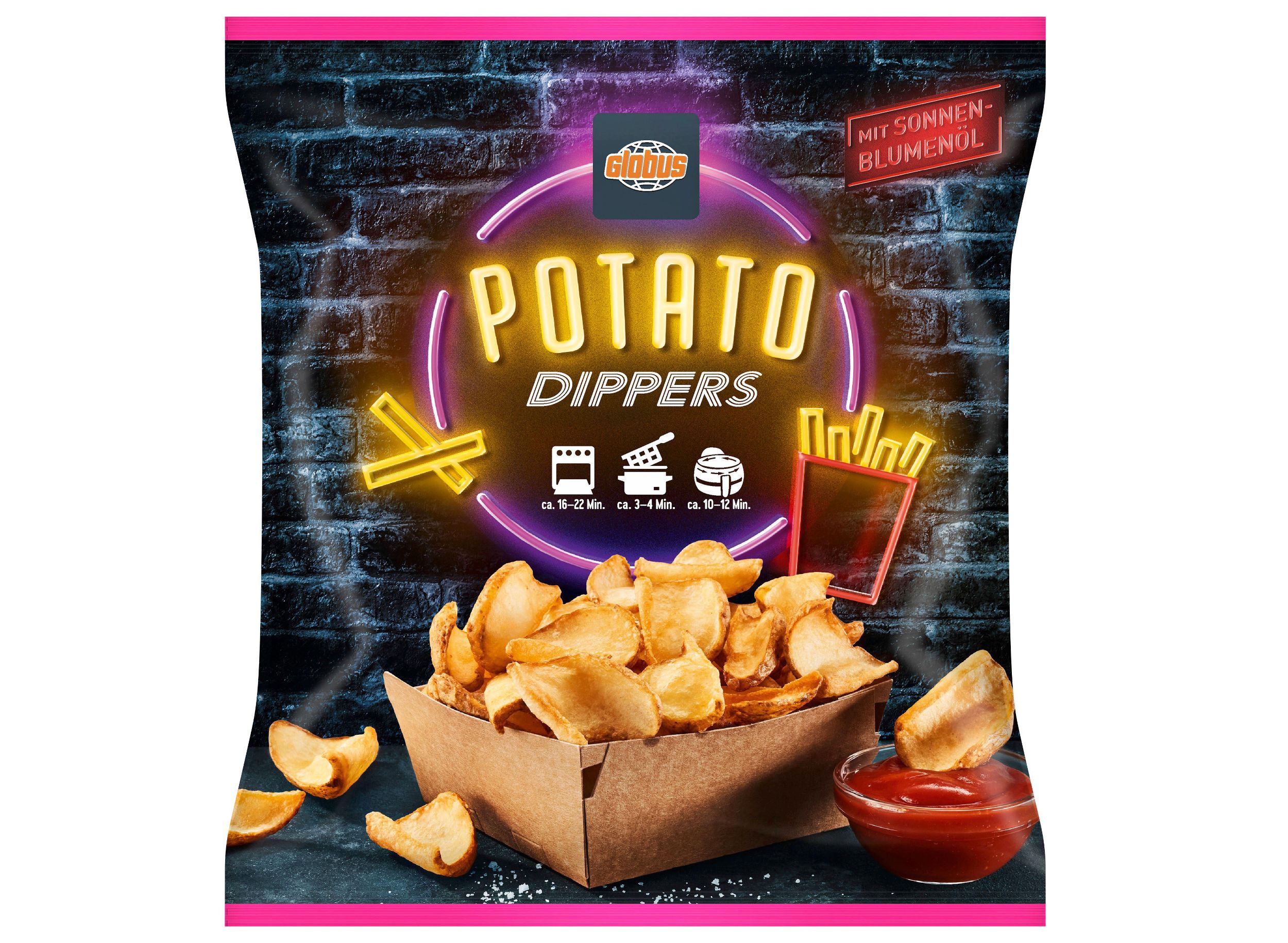 Mražené potraviny - Globus Potato Dippers Bramborové lupínky mražené 600 g