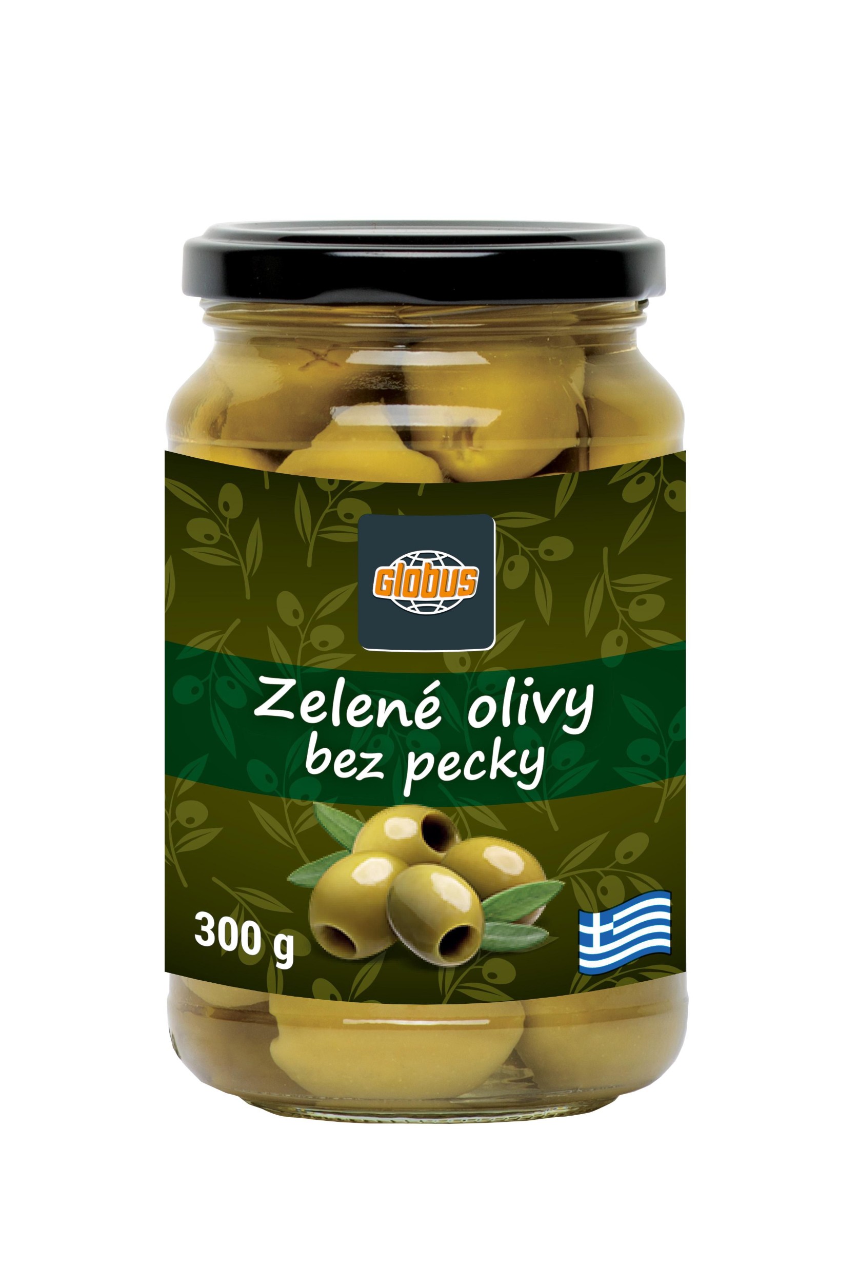 Trvanlivé potraviny - Globus Zelené olivy bez pecky 300g