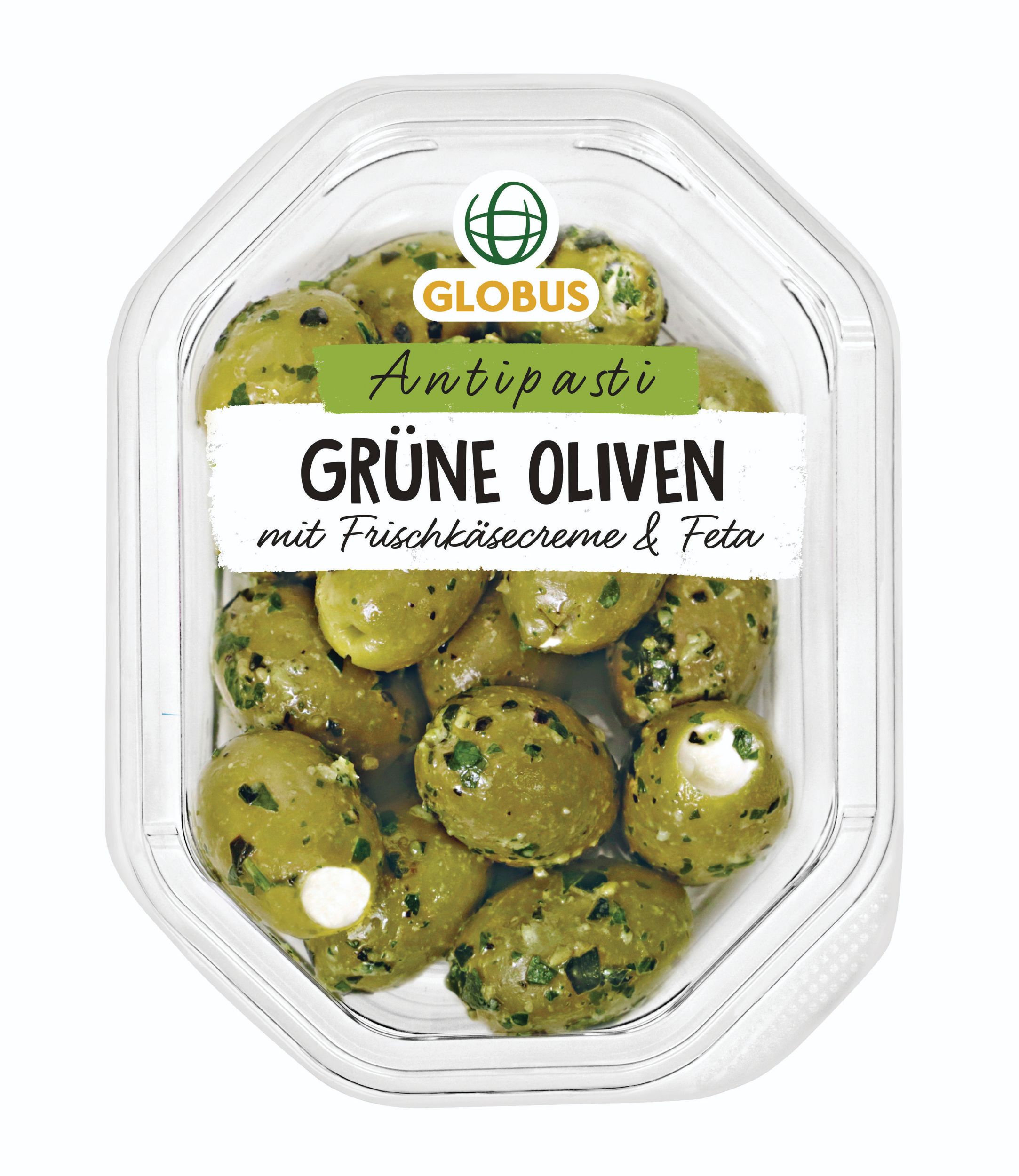 Uzeniny a lahůdky - Globus Zelené olivy plněné čerstvým sýrem a fetou 130g