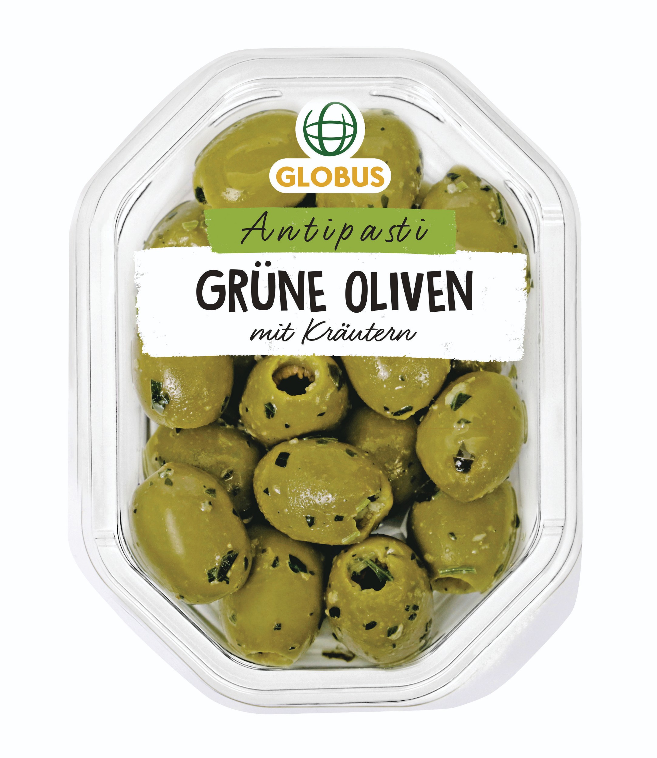 Uzeniny a lahůdky - Globus Zelené olivy s bylinkami 130g