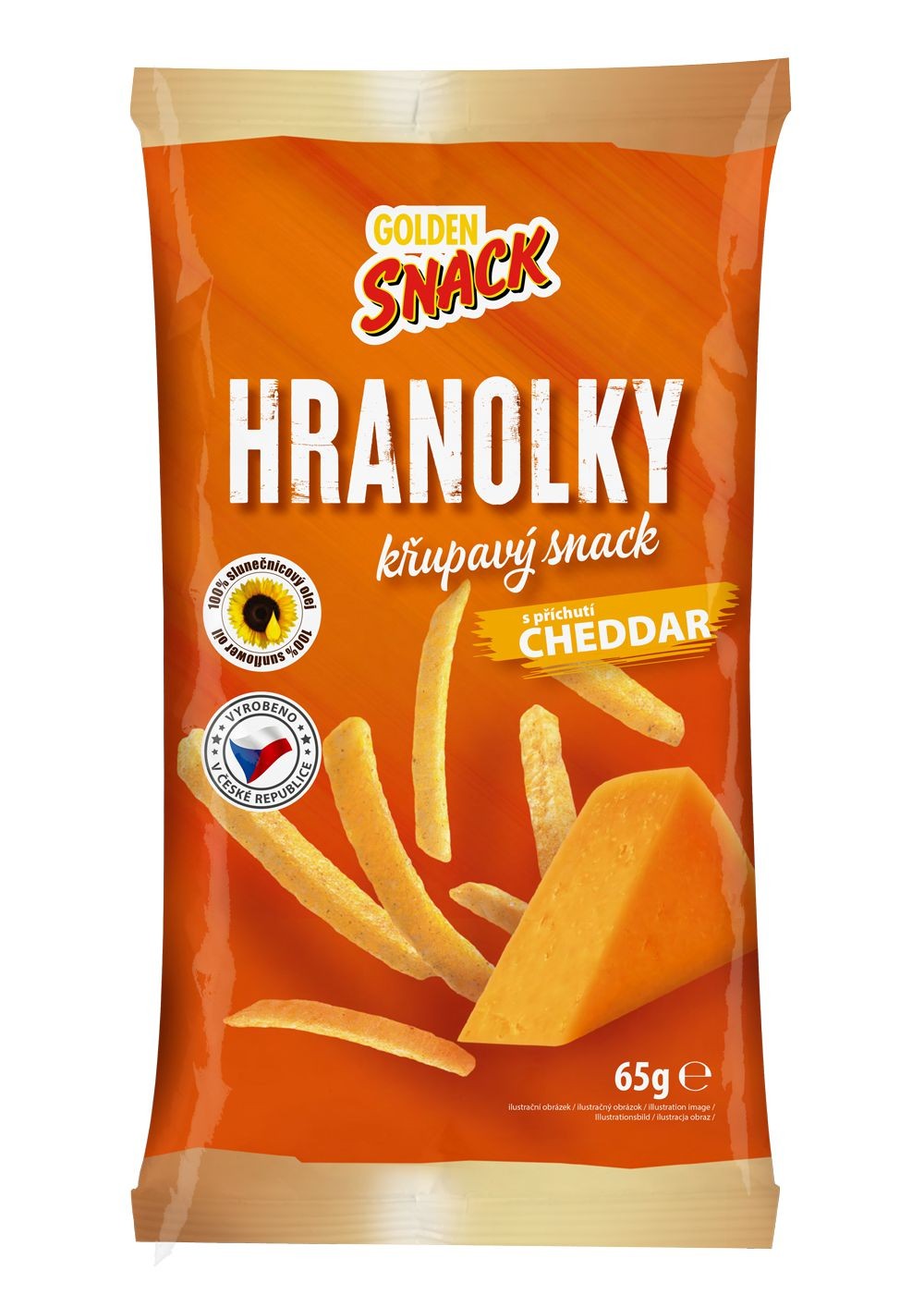 Trvanlivé potraviny - Golden Snack Hranolky s příchutí cheddar 65g