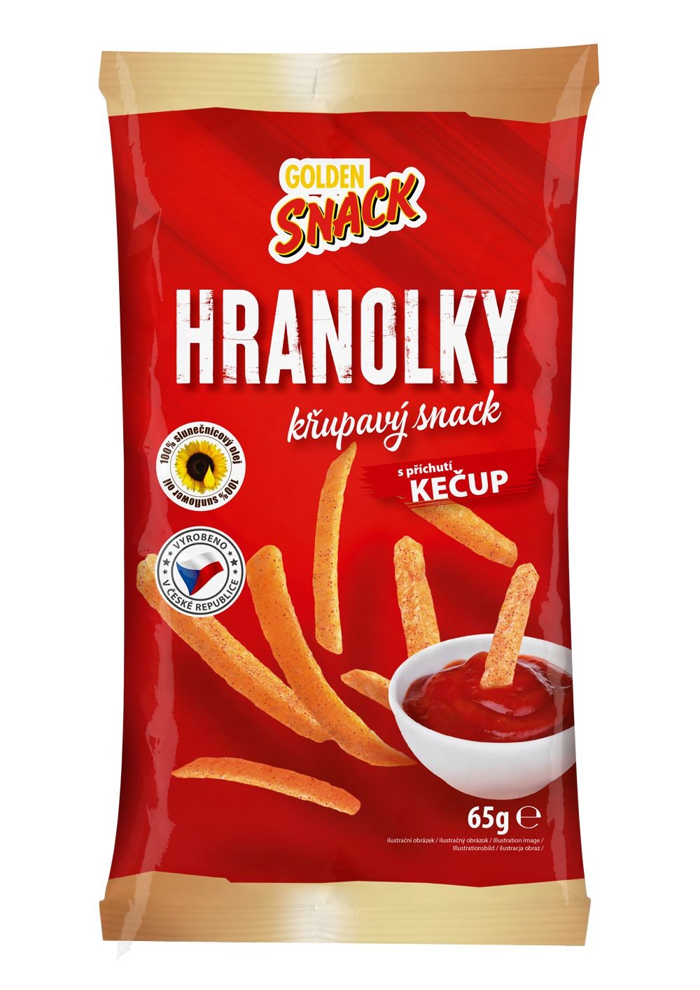 Trvanlivé potraviny - Golden Snack Hranolky s příchutí kečup 65g