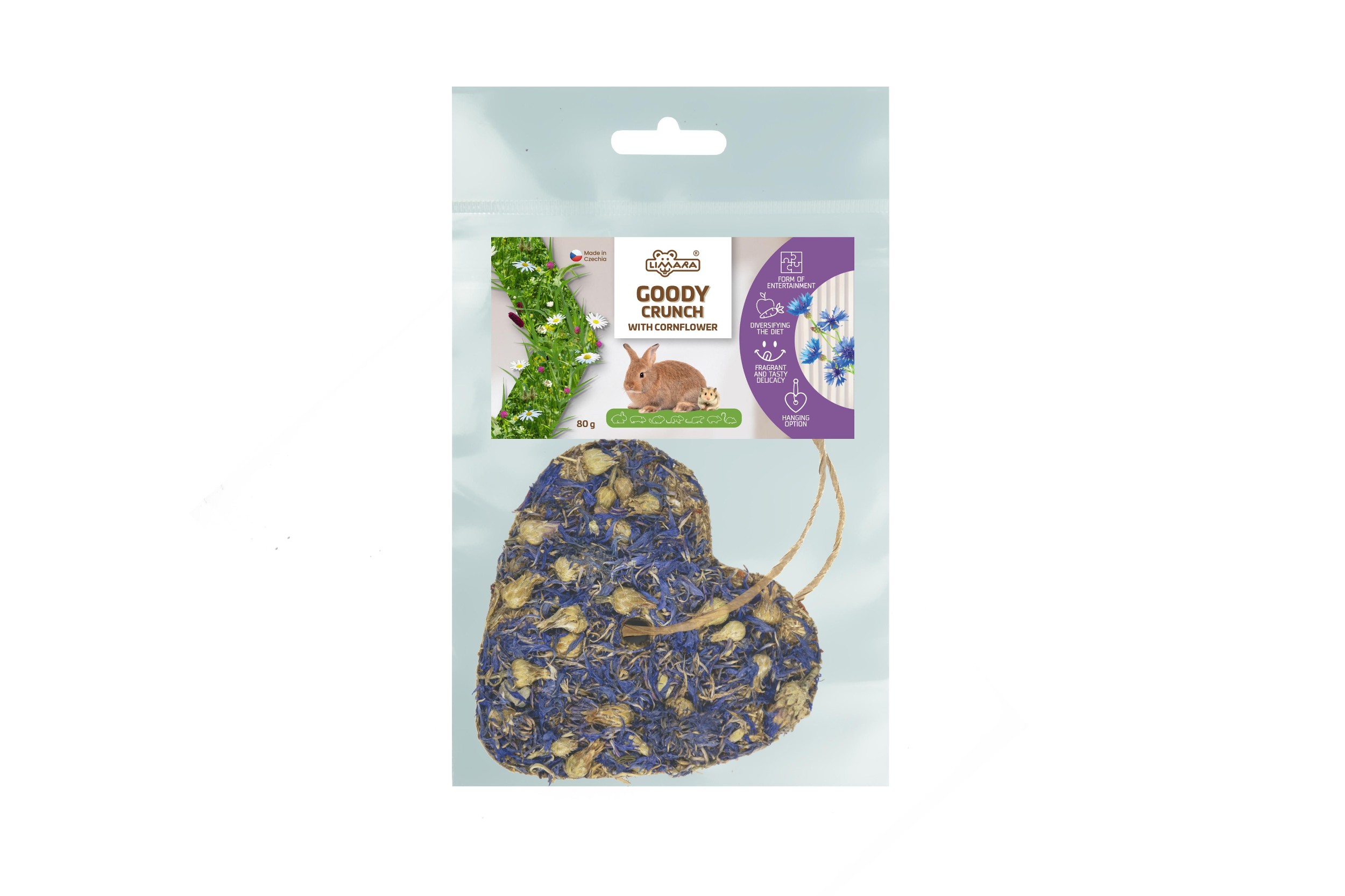 Svět zvířat - Goody Crunch Bezobilné bylinkové srdce Chrpa 80g