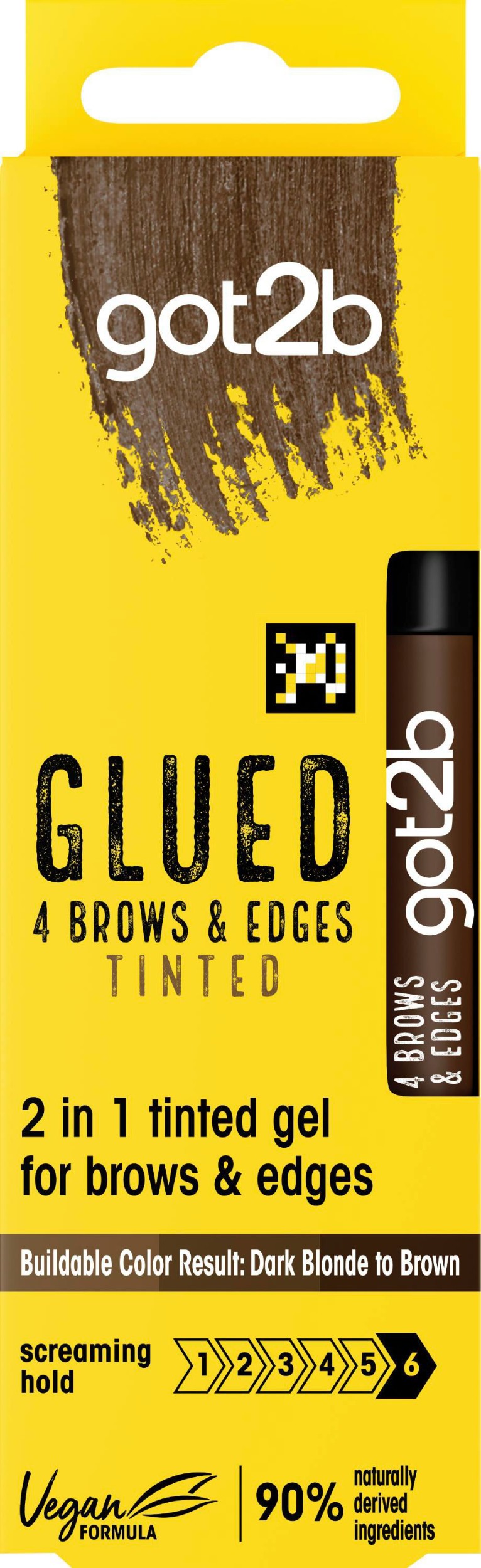 Drogerie a kosmetika - got2b Glued 4 Brows & Edges Tinted barevný gel na obočí a baby vlásky 2 v 1 Hnědý 16ml