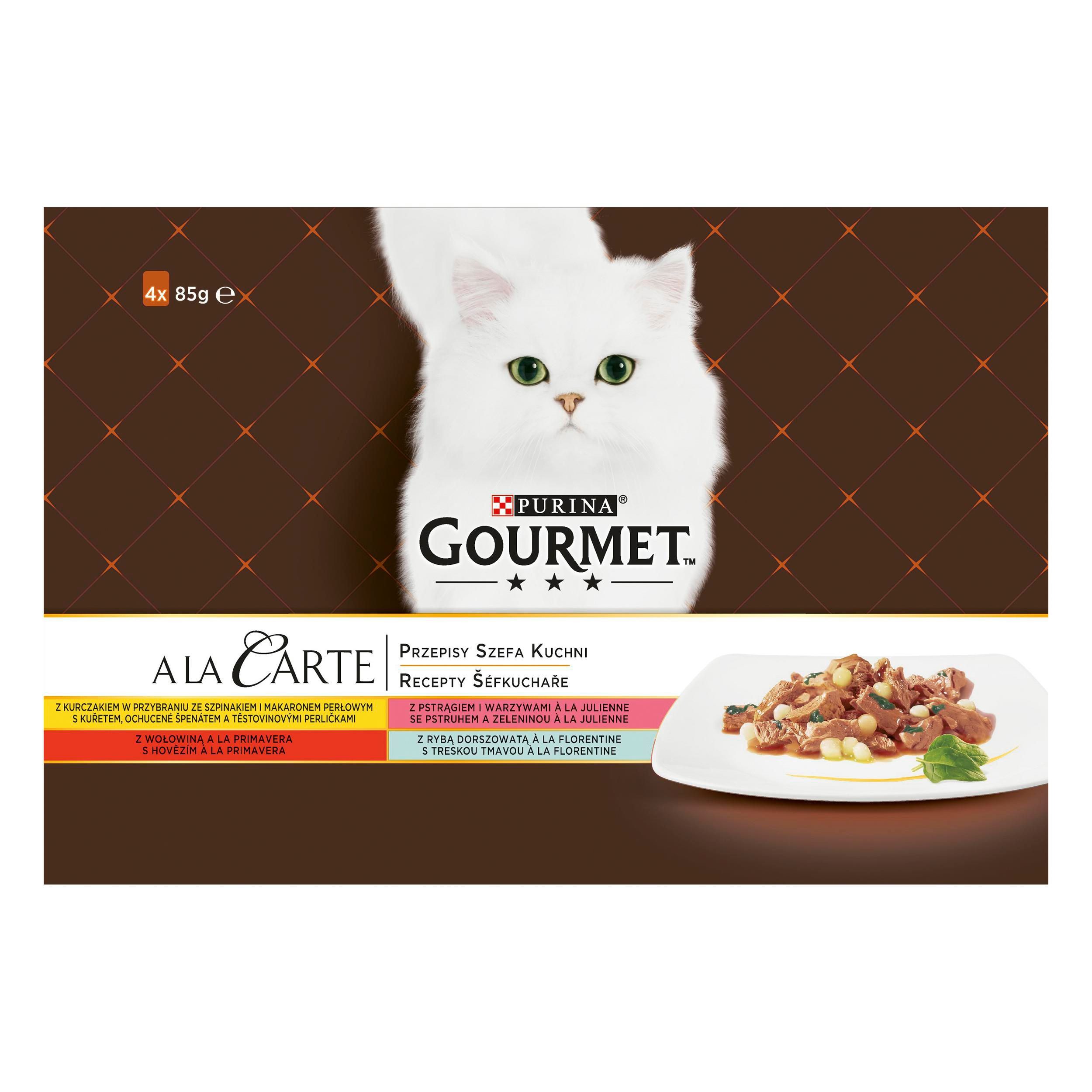 Svět zvířat - Gourmet A la Carte Multipack (kuře, hovězí, pstruh, tmavá treska) 4x85 g