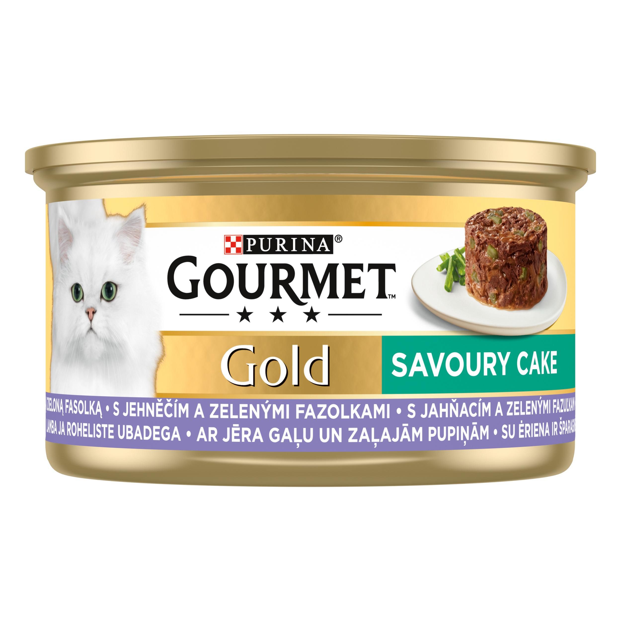 Svět zvířat - Gourmet Gold Savoury cake s jehněčím a zelenými fazolkami 85 g