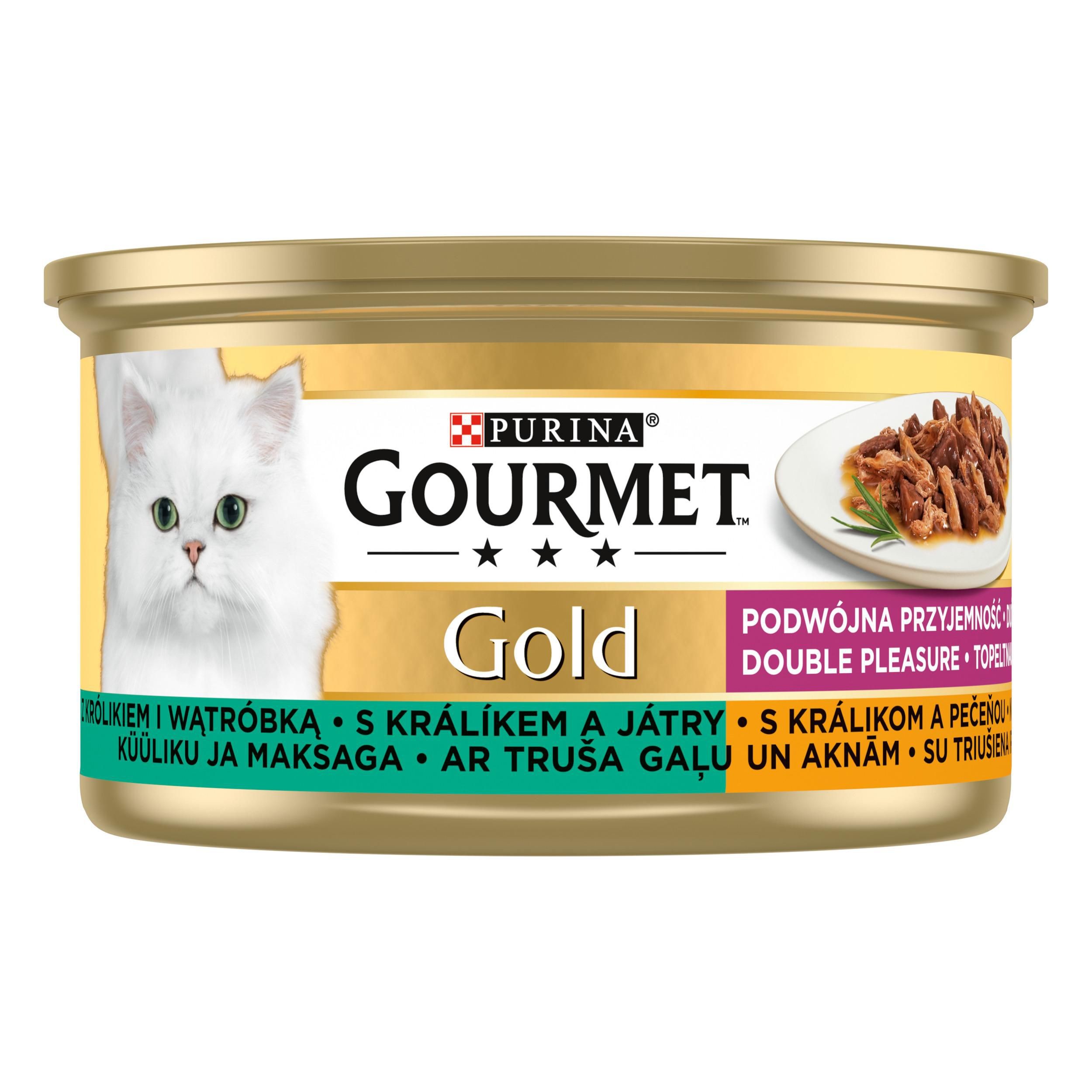 Svět zvířat - Gourmet Gold směs grilovaných a dušených kousků s králíkem a játry 85 g
