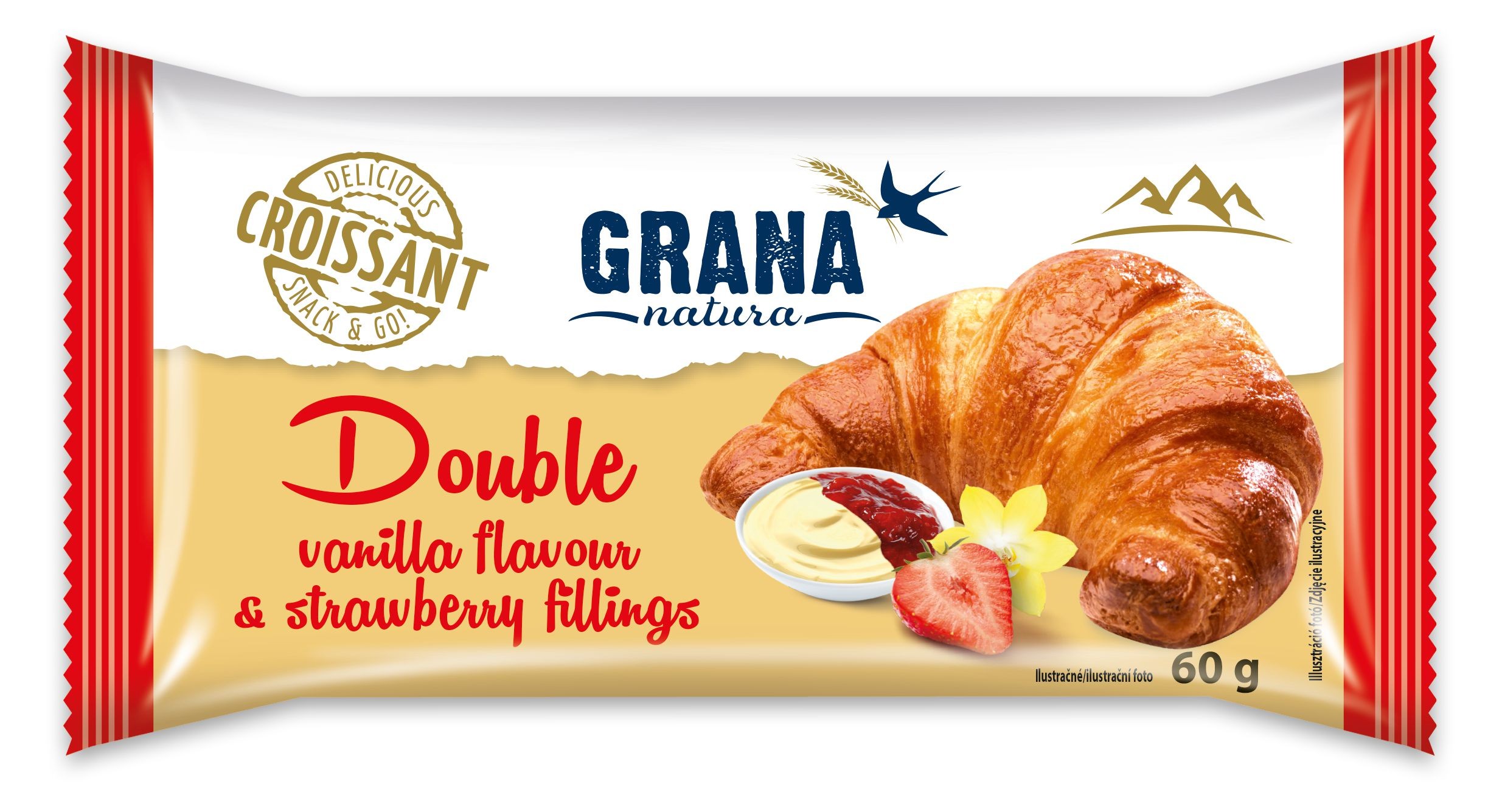 Pekárna a cukrárna - Grana Croissant vanilka-jahoda 60g