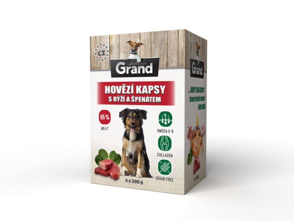 Svět zvířat - Grand Deluxe kapsa hovězí, rýže, špenát 4 x 300 g