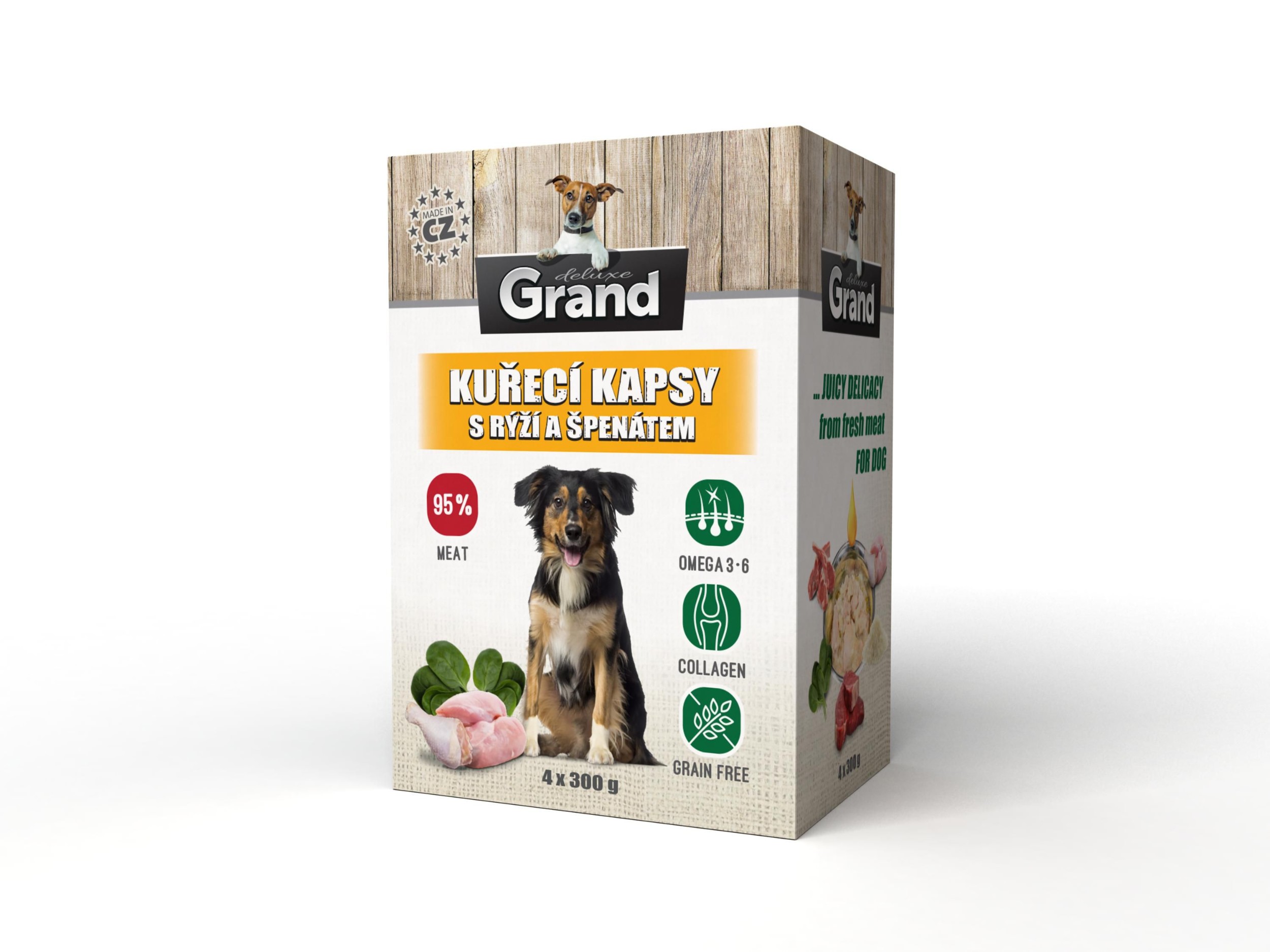 Svět zvířat - Grand Deluxe kapsa kuřecí, rýže, špenát 4 x 300 g