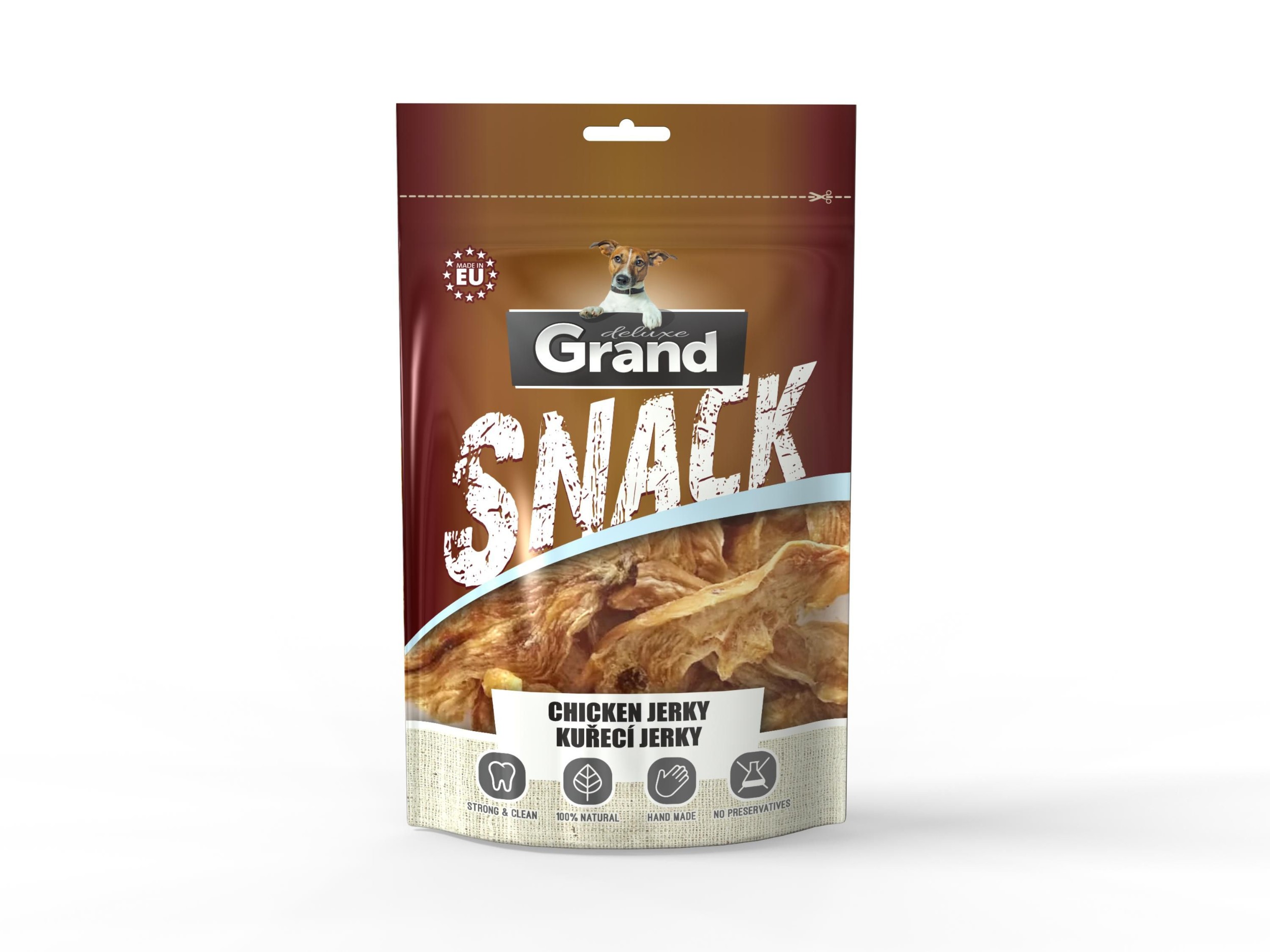 Svět zvířat - Grand Kuřecí Jerky - pamlsek pro psy, sušené kuřecí maso 100g