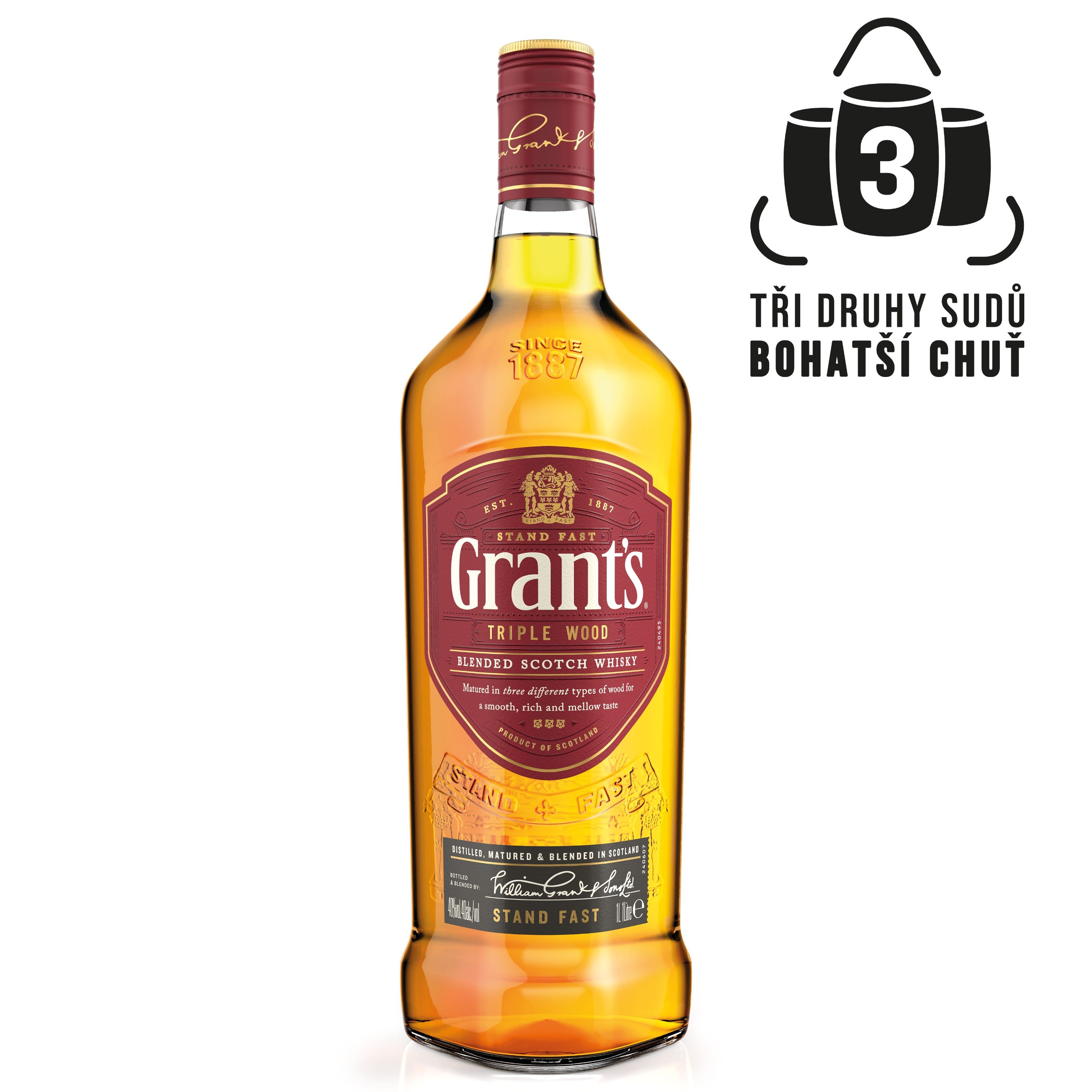 Nápoje - Grant´s triple wood 40% 1l