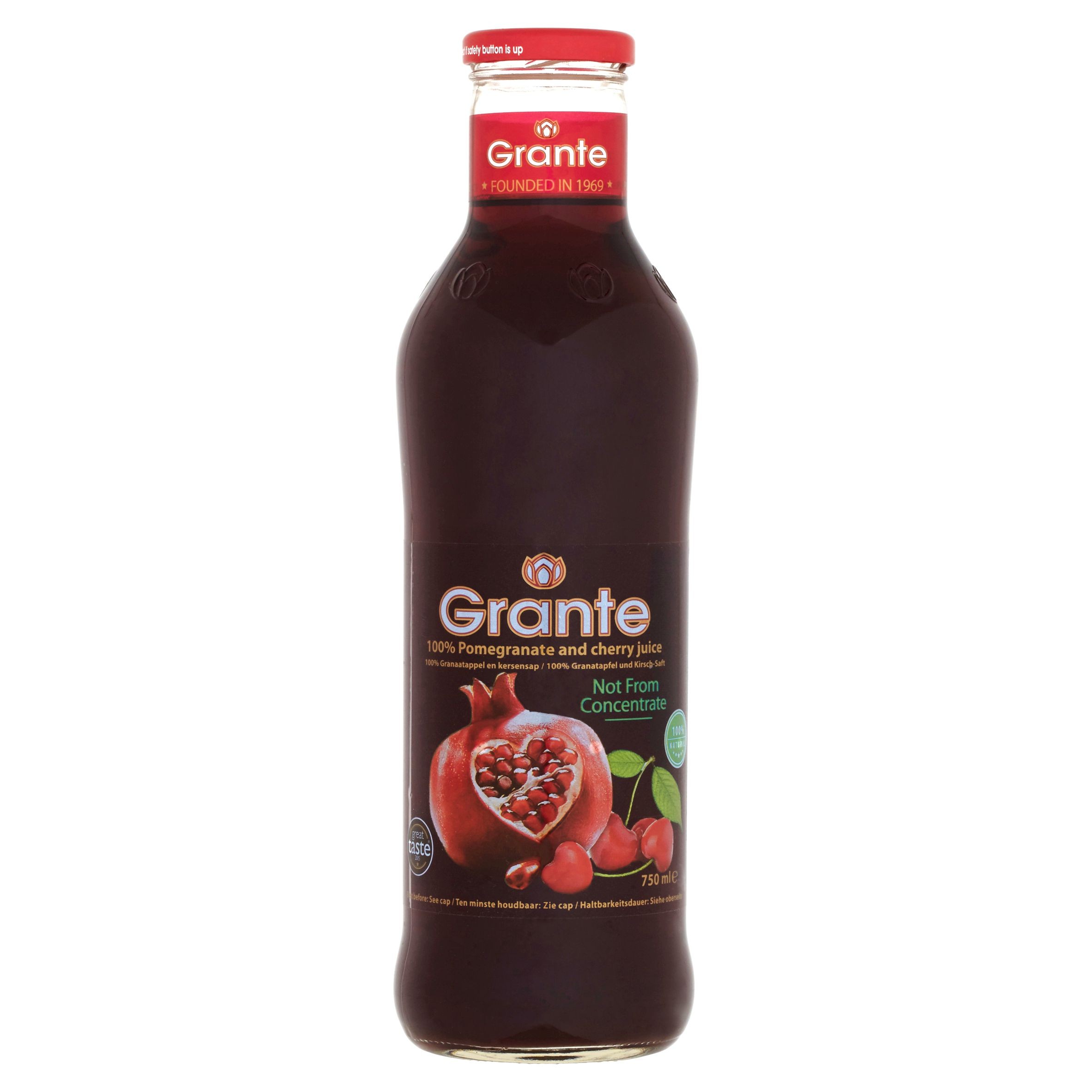 Trvanlivé potraviny - Grante 100% Ovocná šťáva z granátových jablek a třešní 750ml