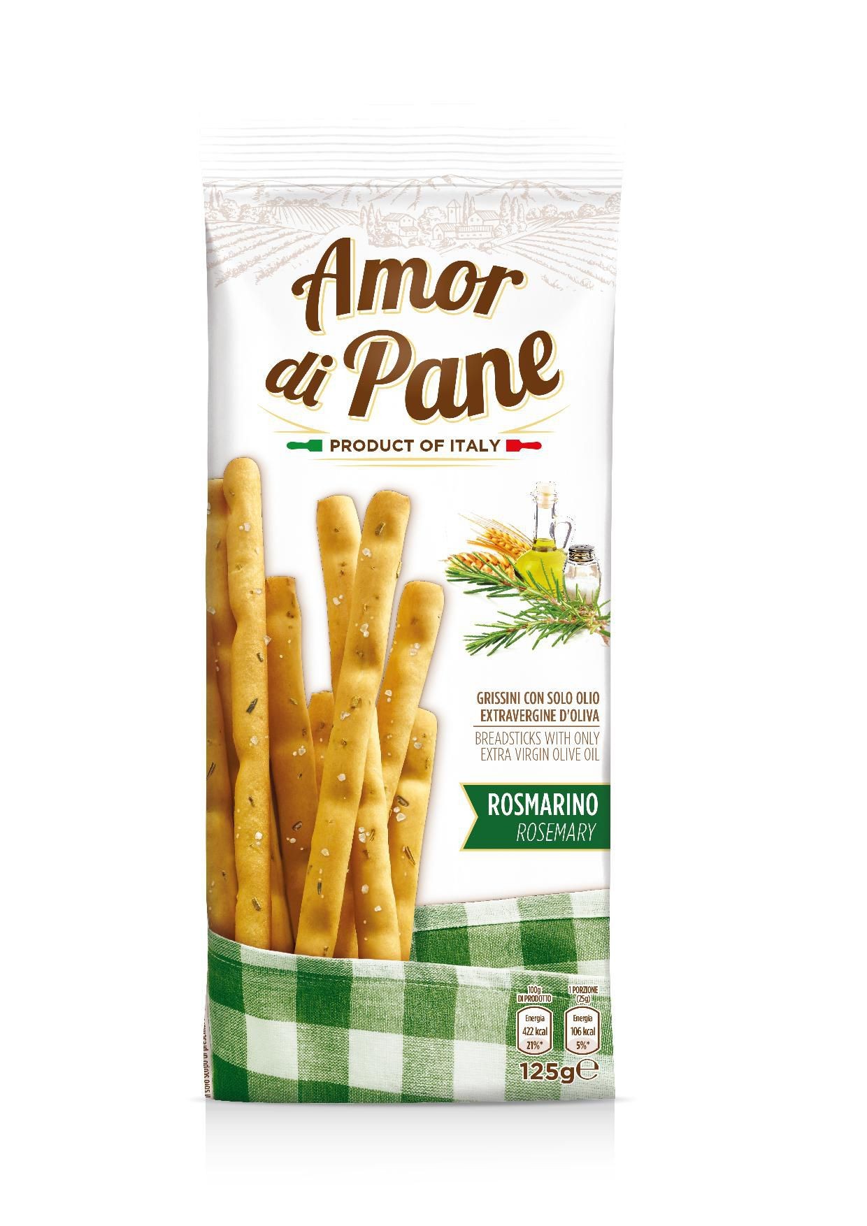 Trvanlivé potraviny - Grissini Amor di Pane Rosemary 125g