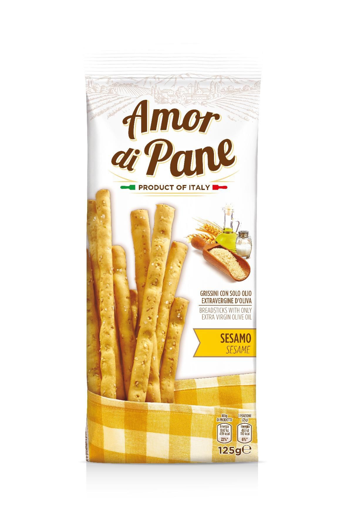 Trvanlivé potraviny - Grissini Amor di Pane Sesame 125g