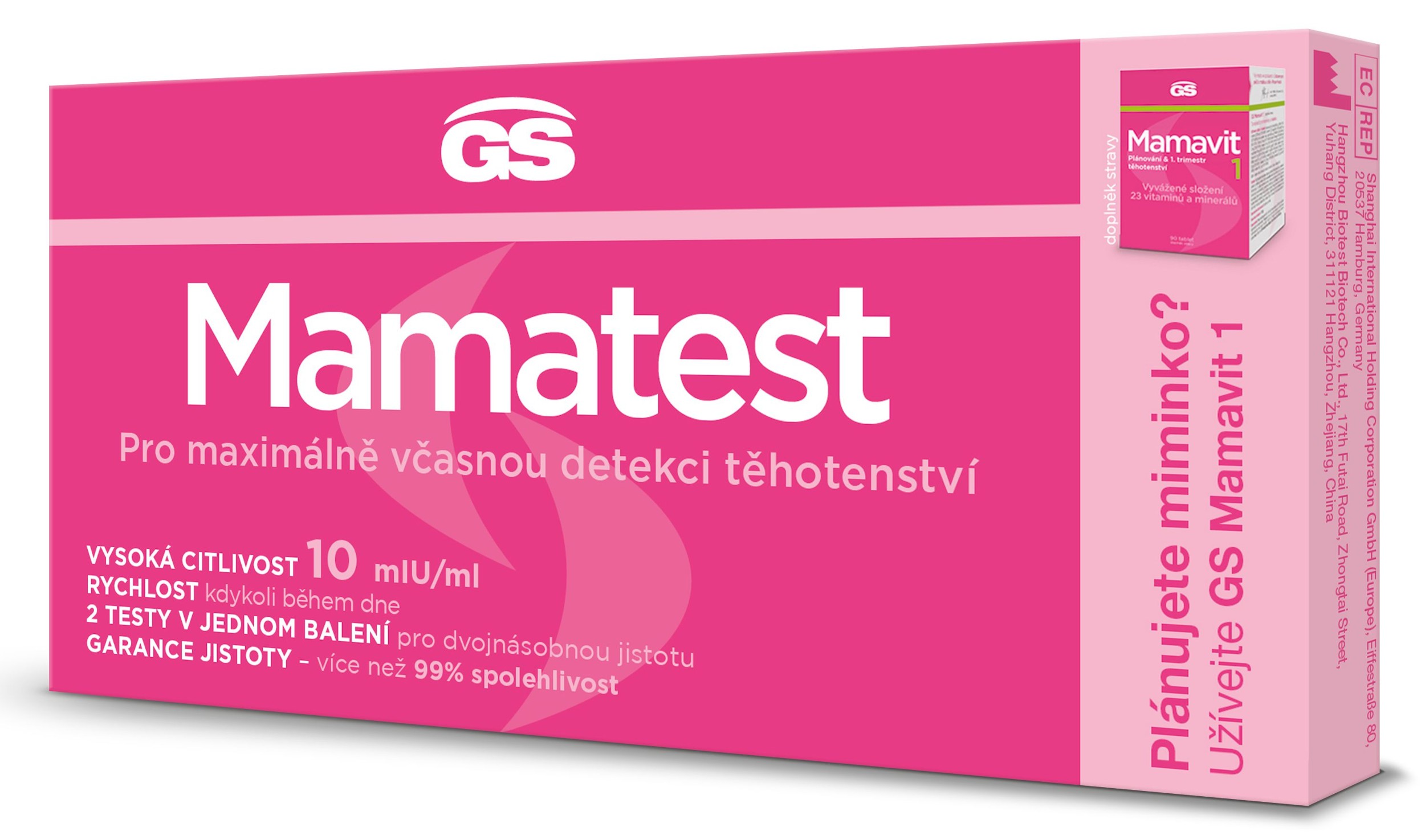 Péče o zdraví - GS Mamatest těhotenský test 2ks