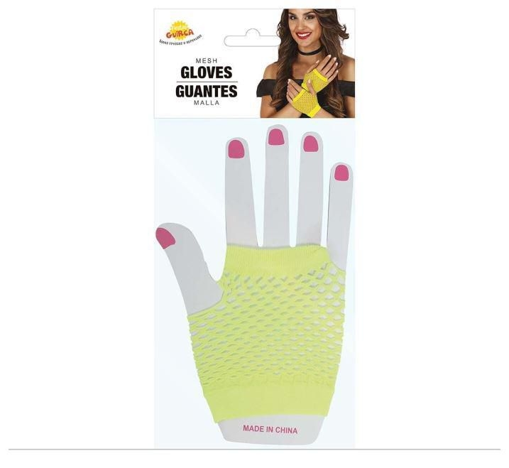 Svět dětí - GUIRCA Retro síťované rukavice neon - žluté