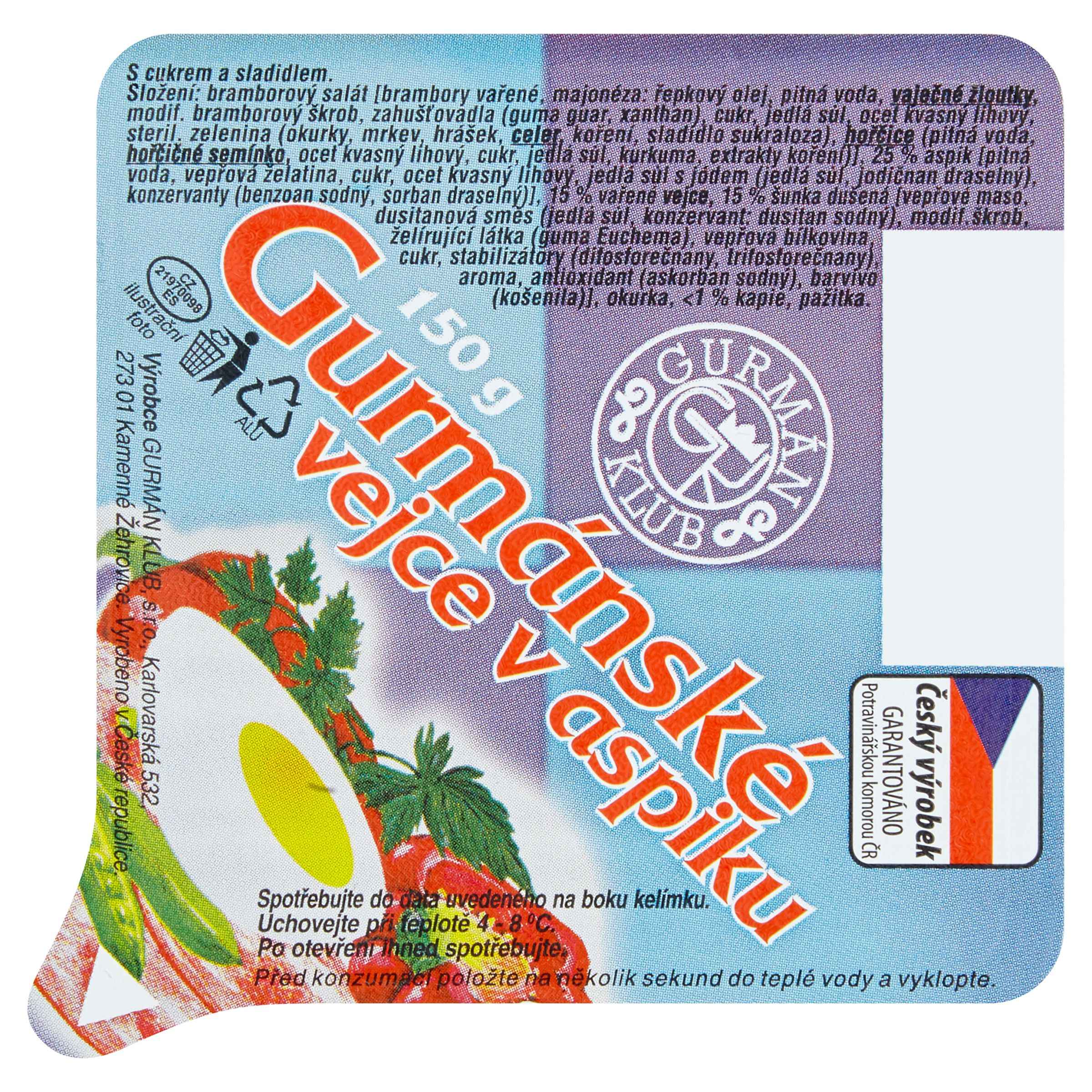 Uzeniny a lahůdky - Gurmán Klub gurmánské vejce v aspiku 150 g